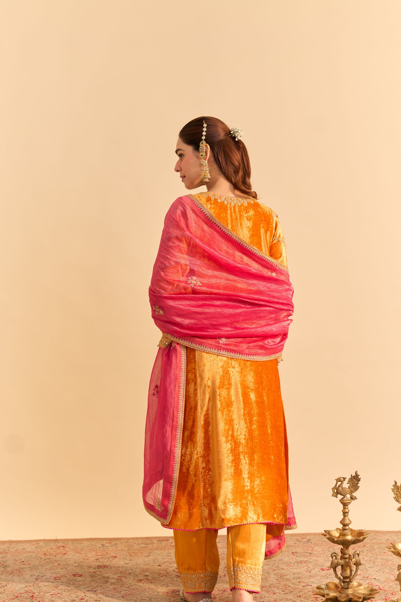 Azmiya - Orange Chauga with Salwar