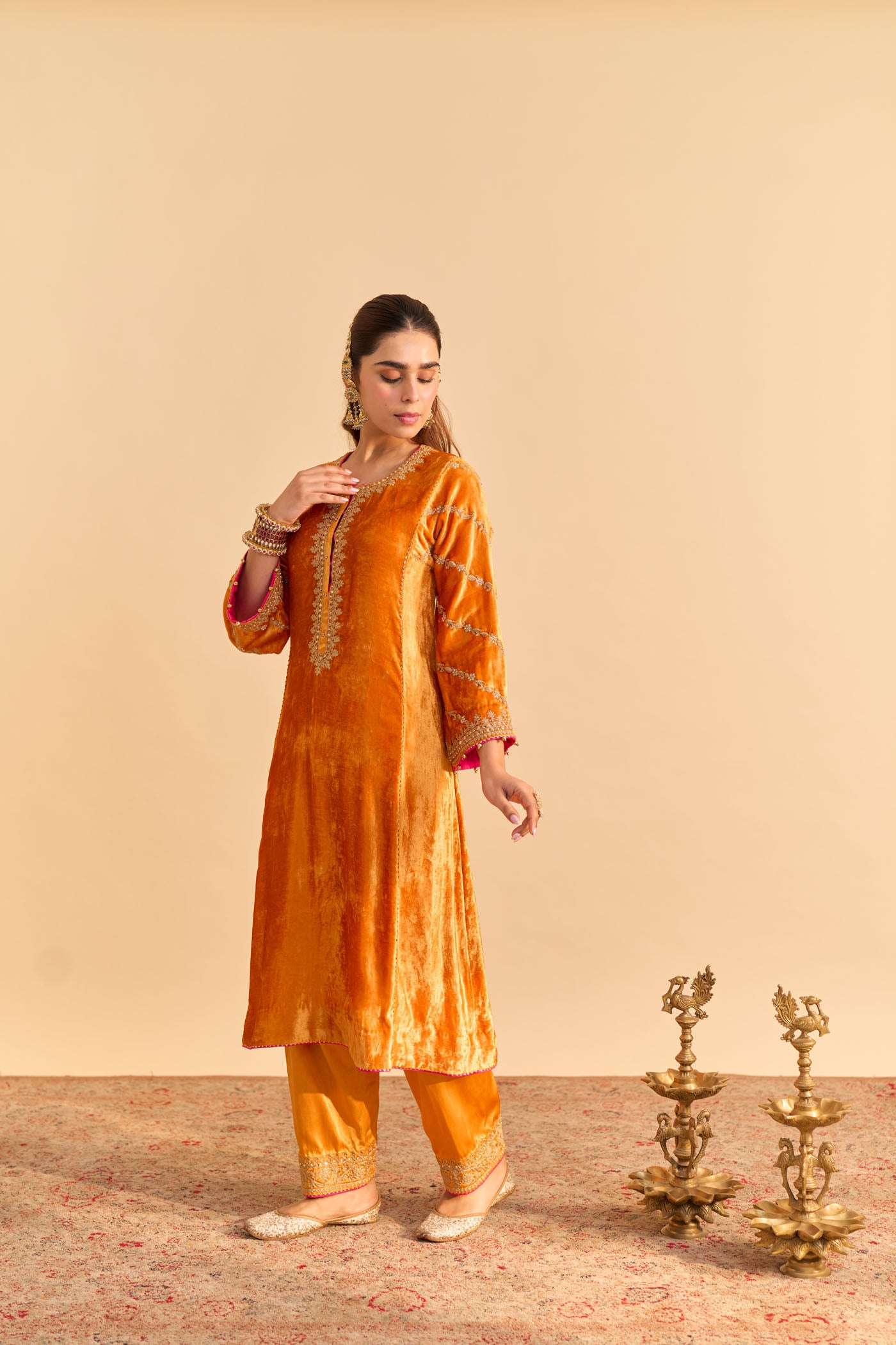 Azmiya - Orange Chauga with Salwar