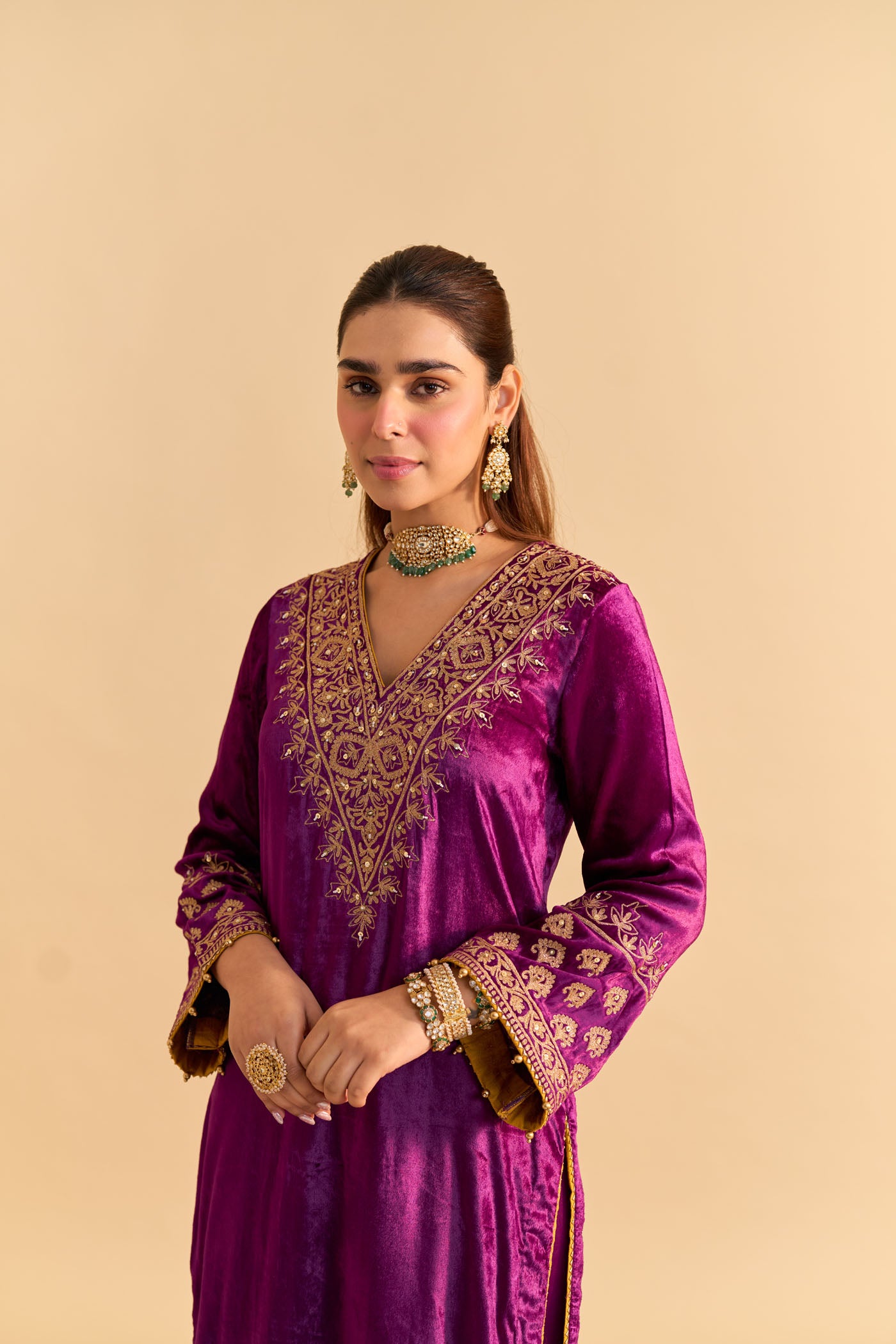 Aynaz - Deep Purple Kurta with Salwar