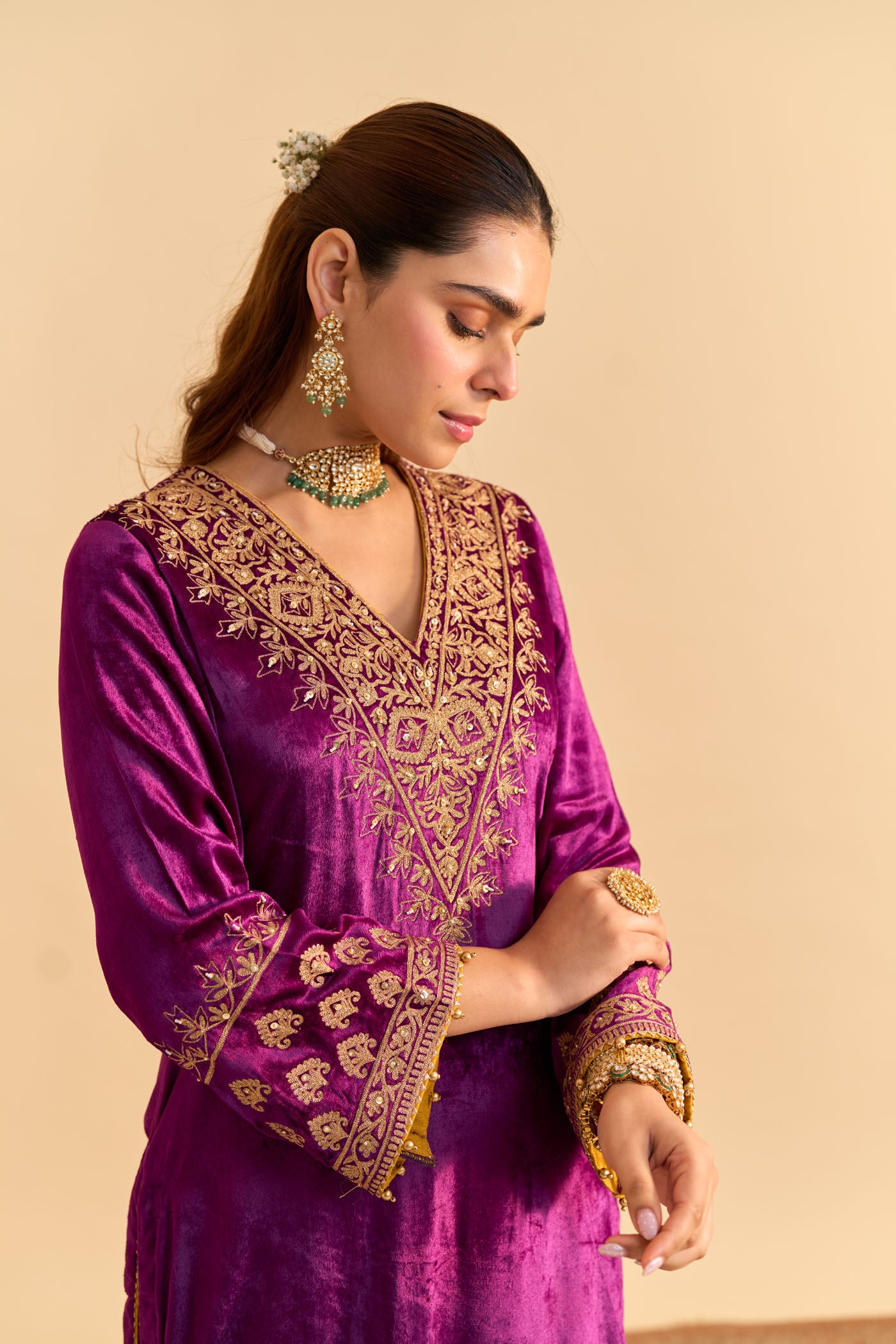 Aynaz - Deep Purple Kurta with Salwar