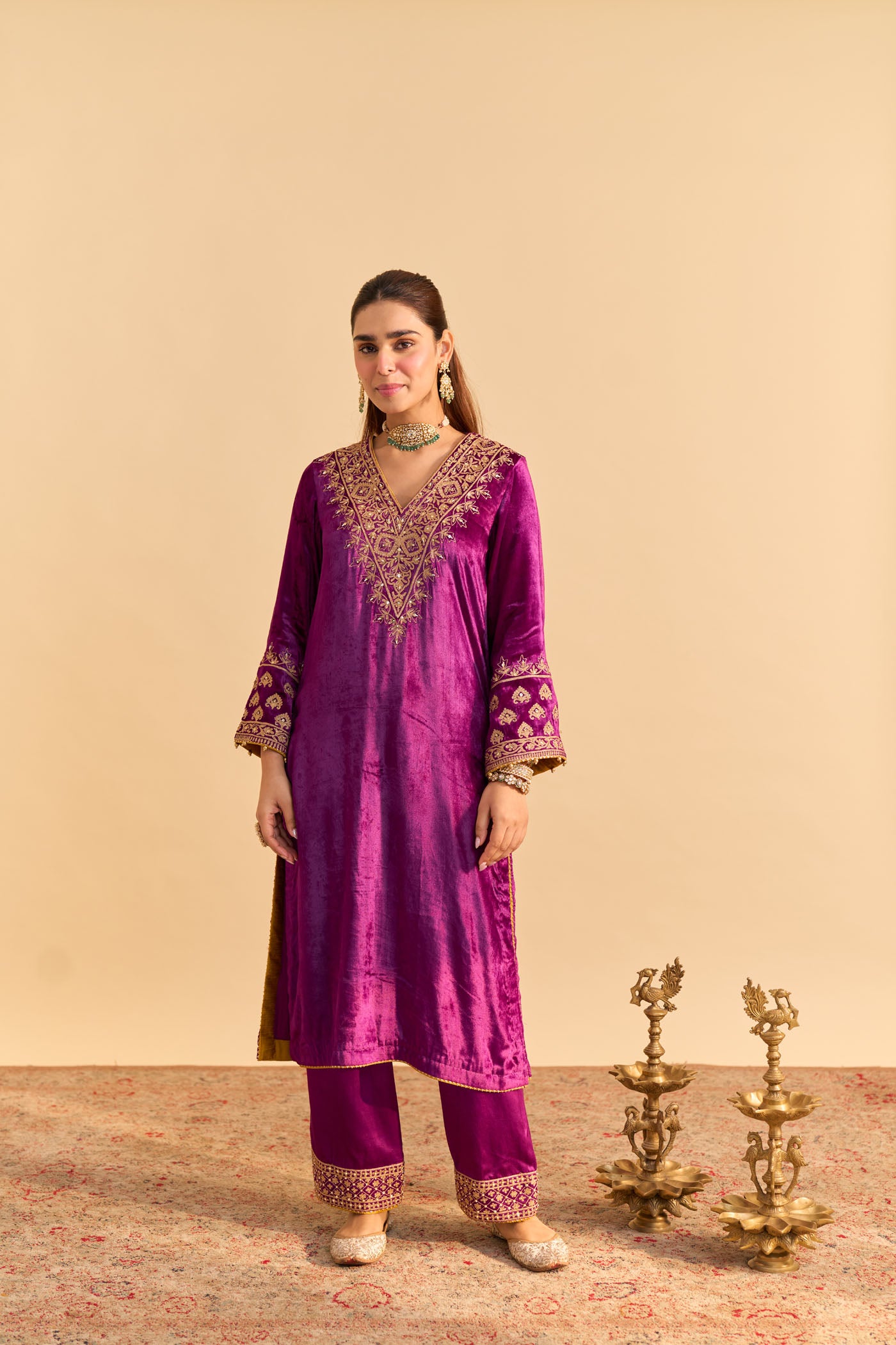 Aynaz - Deep Purple Kurta with Salwar
