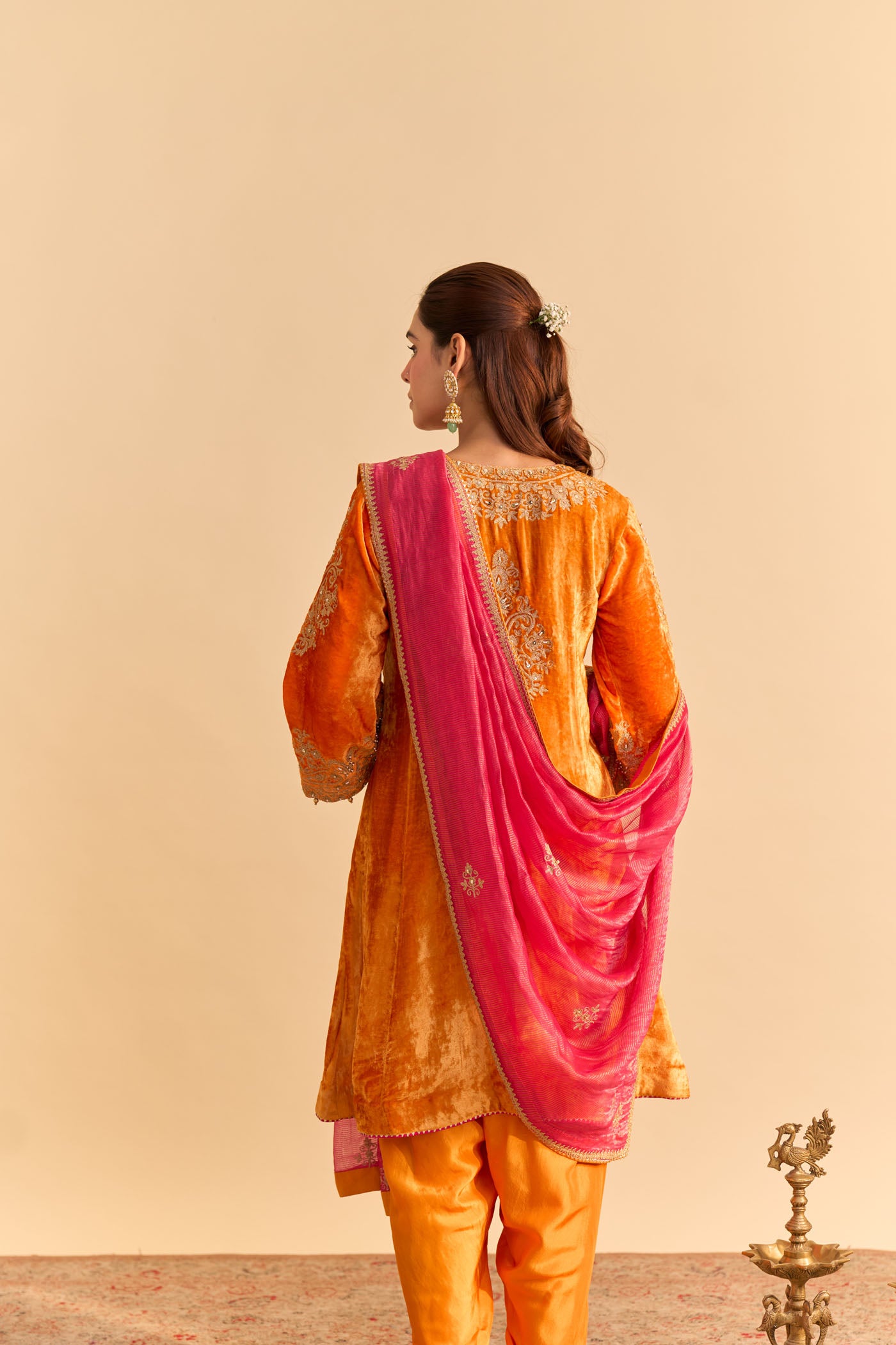 Eira - Orange A-line Kurta with Dhoti