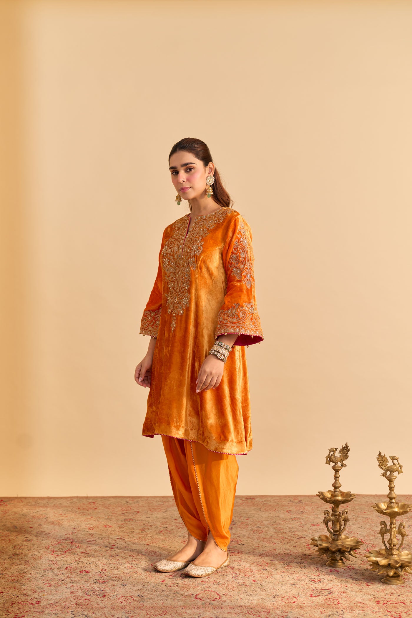 Eira - Orange A-line Kurta with Dhoti