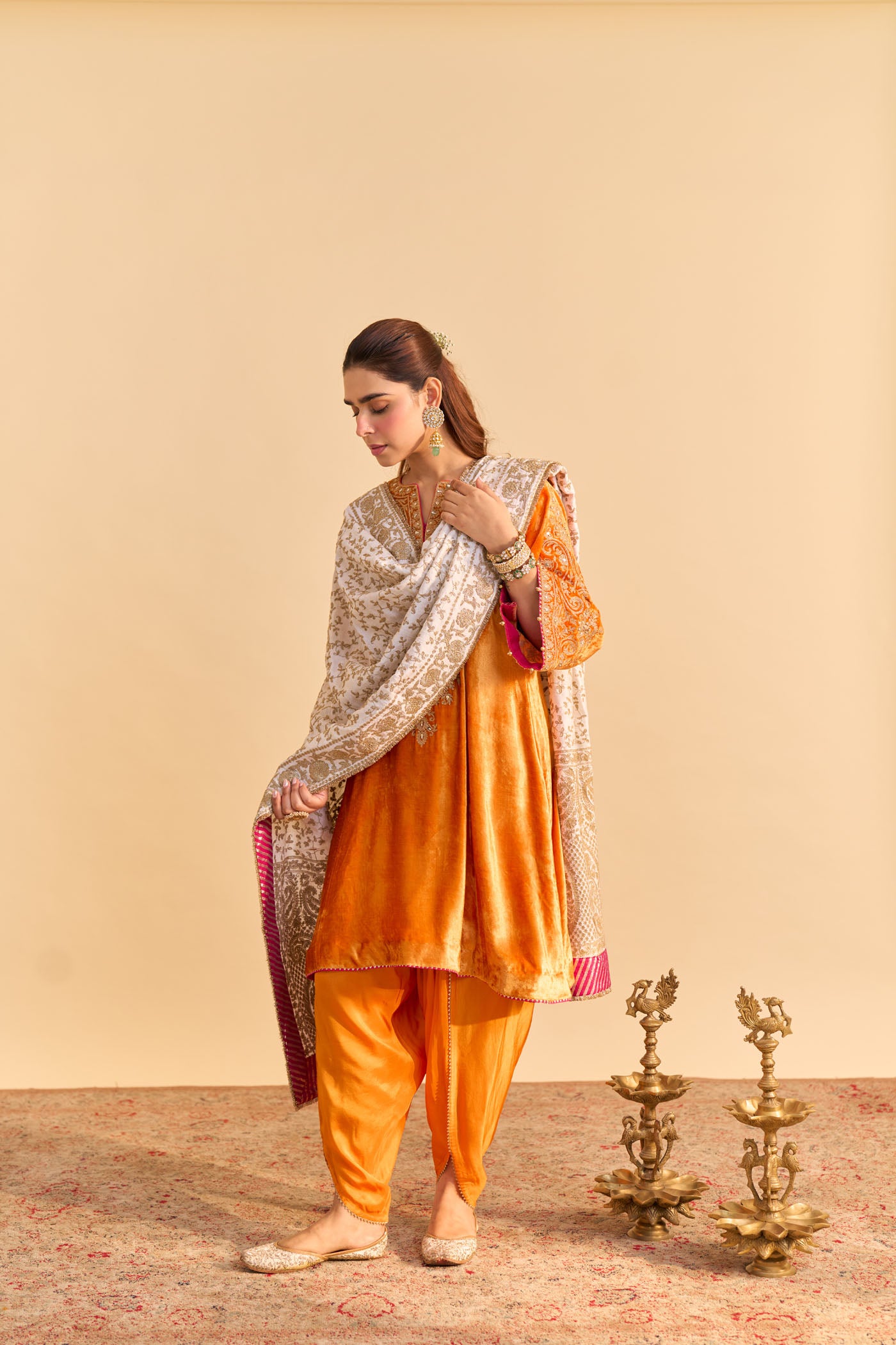 Eira - Orange A-line Kurta with Dhoti