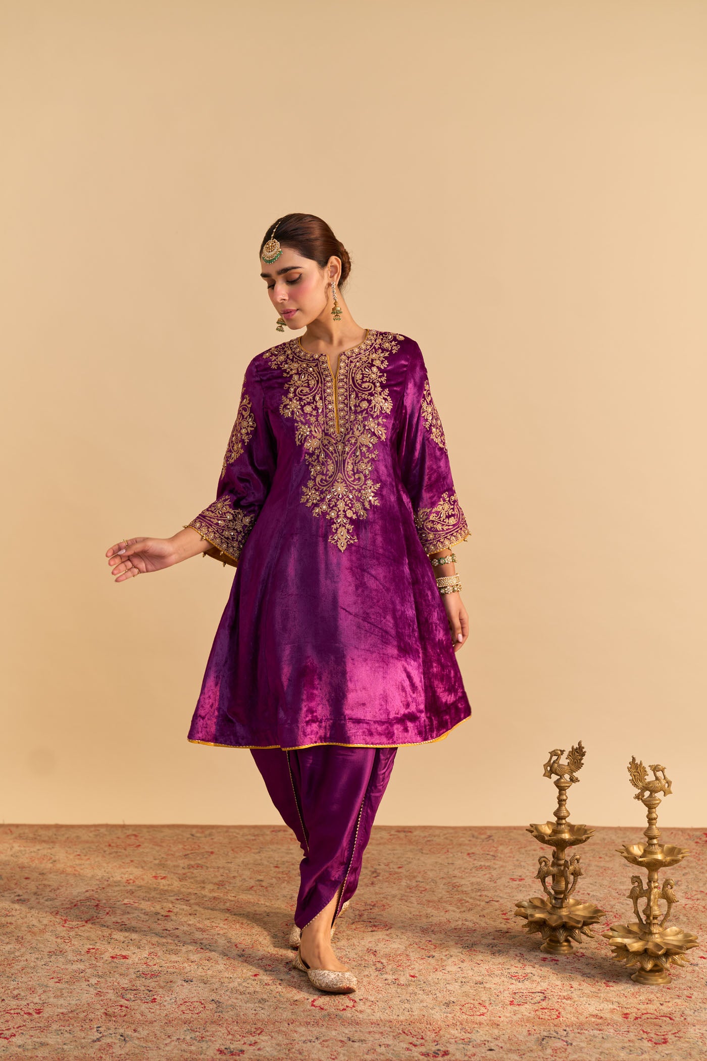 Eira - Deep Purple A-line Kurta with Dhoti