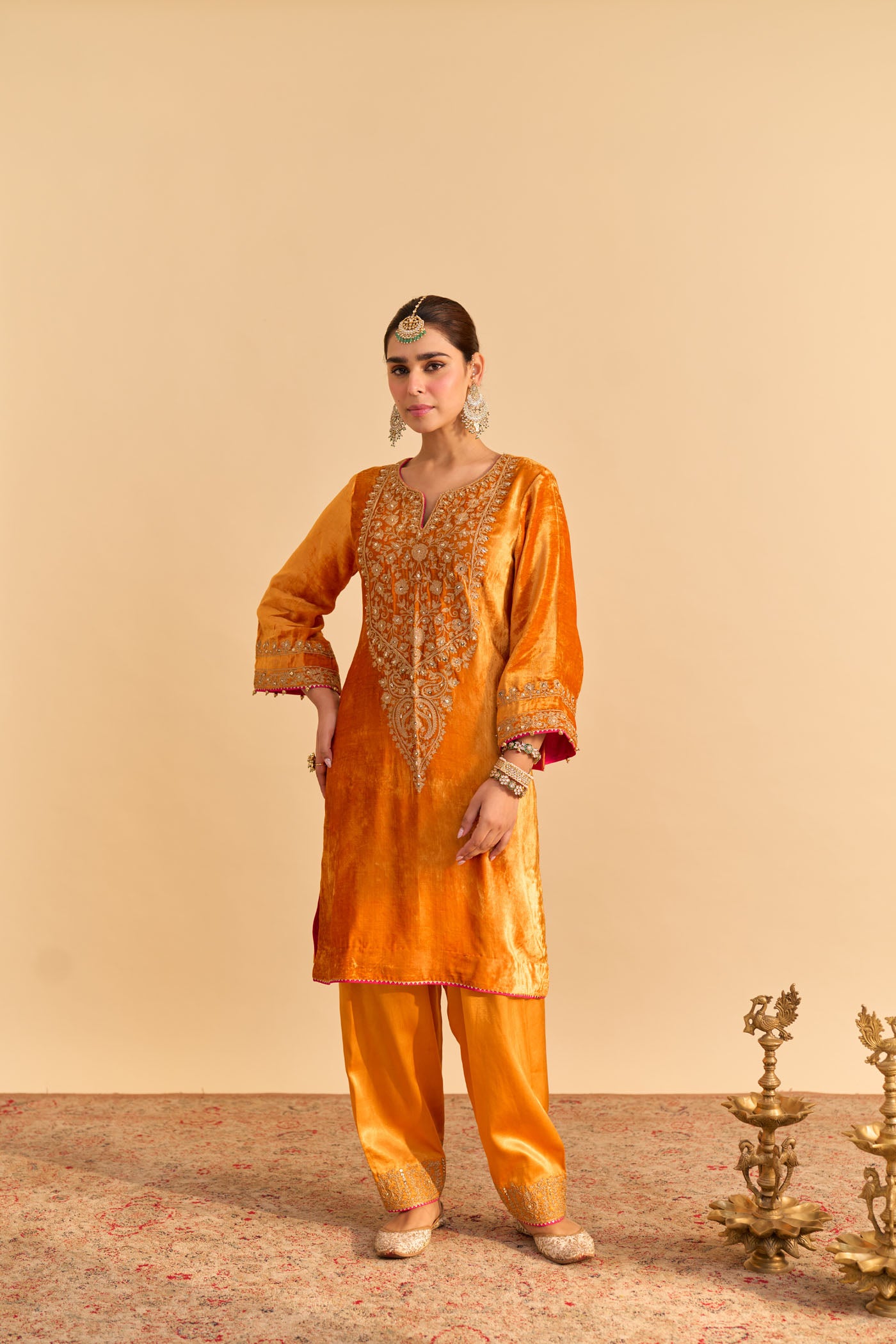Fareeha - Orange Kurta with Salwar