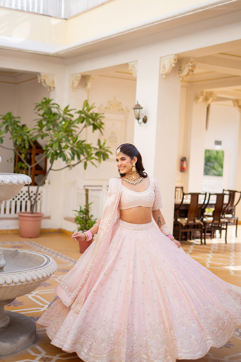 FIDA - Blush Pink LEHENGA WITH BLOUSE AND DUPATTA