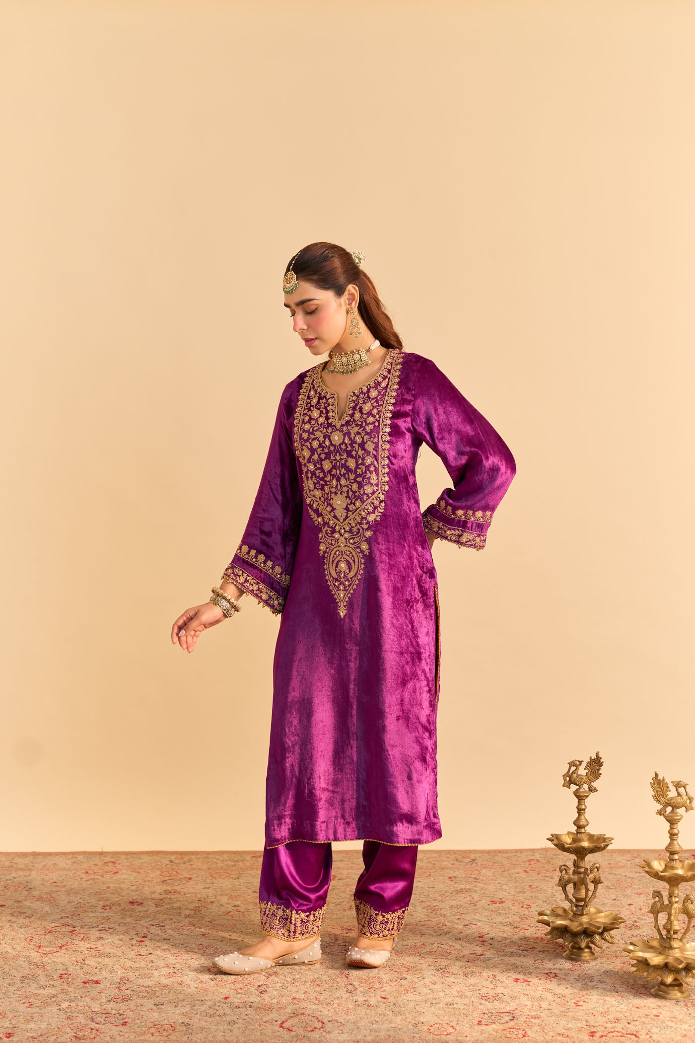 Fareeha - Deep Purple Kurta with Salwar
