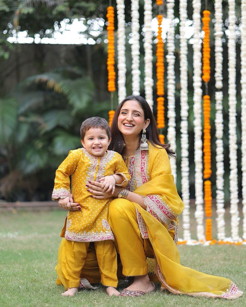 Kiana - Heirloom Mustard Kurta With Salwar And Dupatta