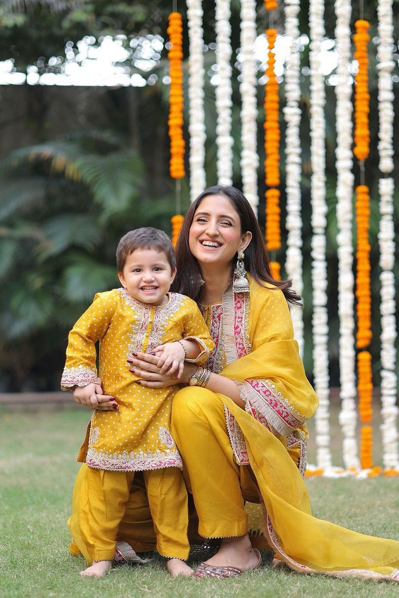 Kiana - Heirloom Mustard Kurta With Salwar And Dupatta