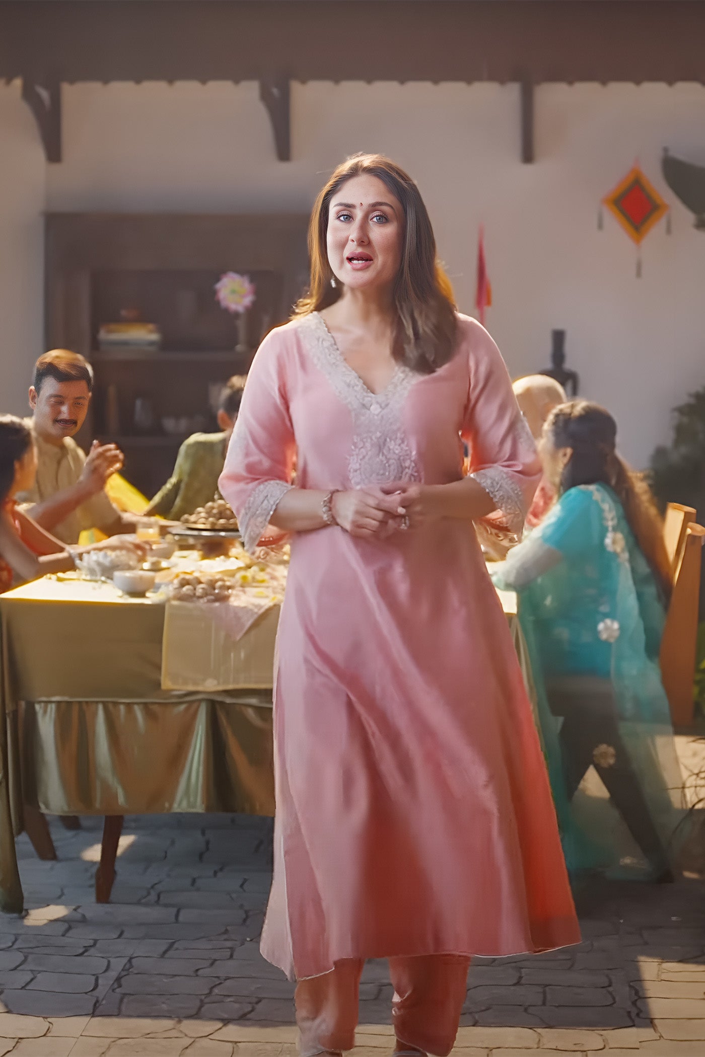 Kareena Kapoor in Sanvi - Blush Pink Long Chauga with Salwar