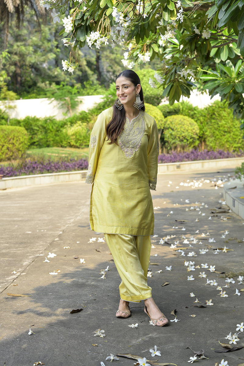 Karishma Yadav In Ashira- Lemon Yellow Kurta with Salwar