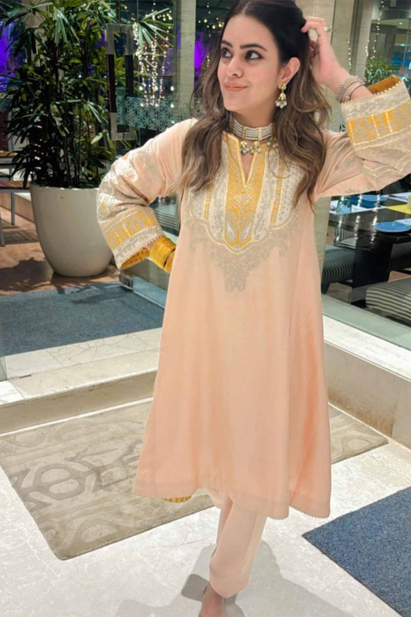 Aakriti Ahuja In MOHSINA - ROSE PINK SHORT KALIDAAR CHOGA WITH SALWAR