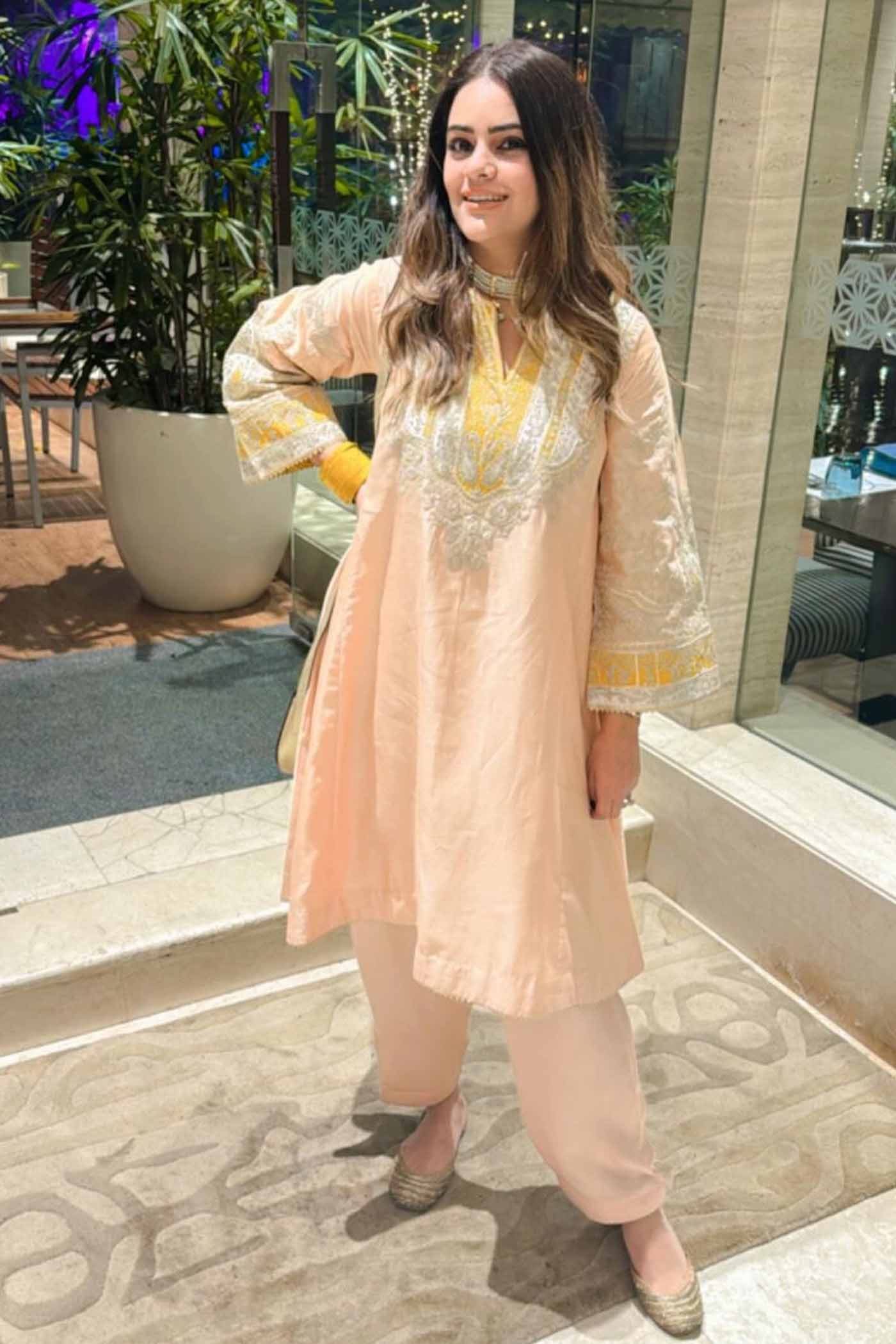 Aakriti Ahuja In MOHSINA - ROSE PINK SHORT KALIDAAR CHOGA WITH SALWAR