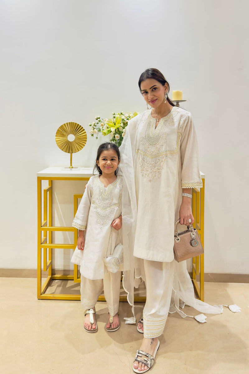 AIZA - Daisy Ivory SHORT CHAUGA WITH SALWAR