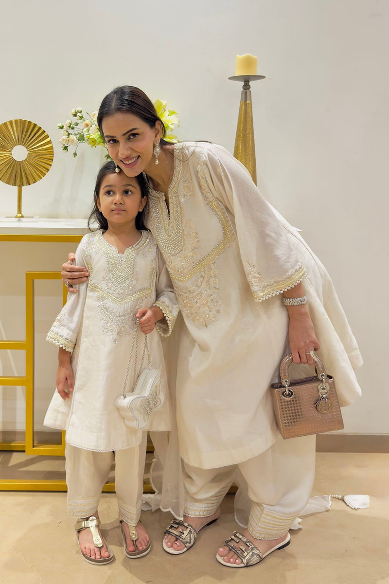 AIZA - Daisy Ivory SHORT CHAUGA WITH SALWAR
