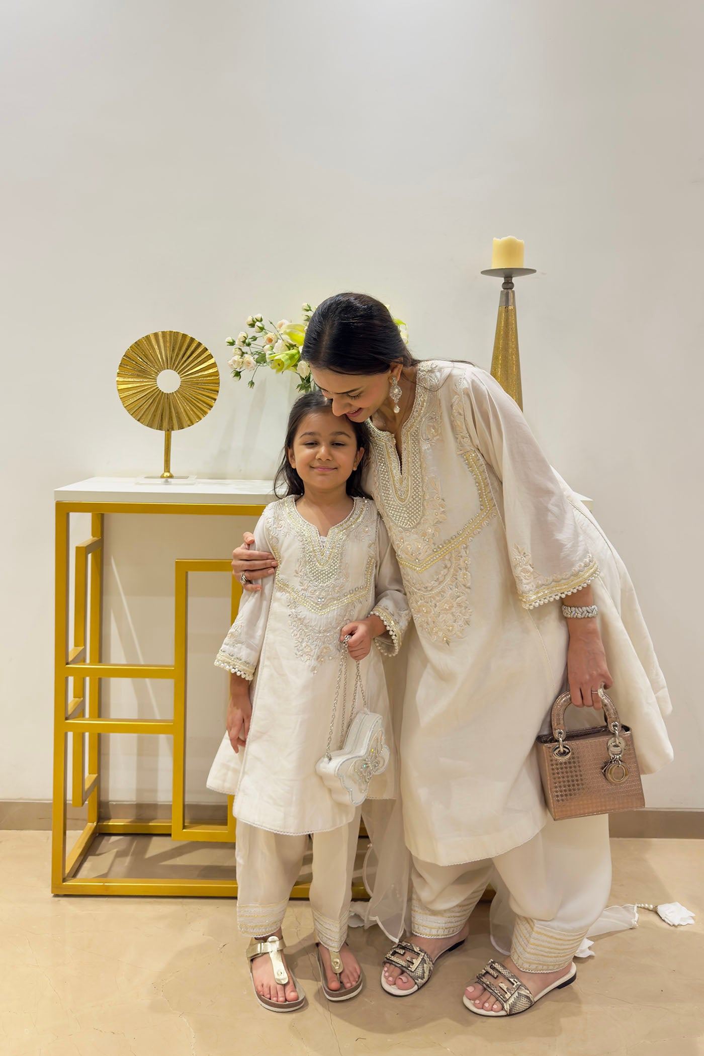 AIZA - Daisy Ivory SHORT CHAUGA WITH SALWAR