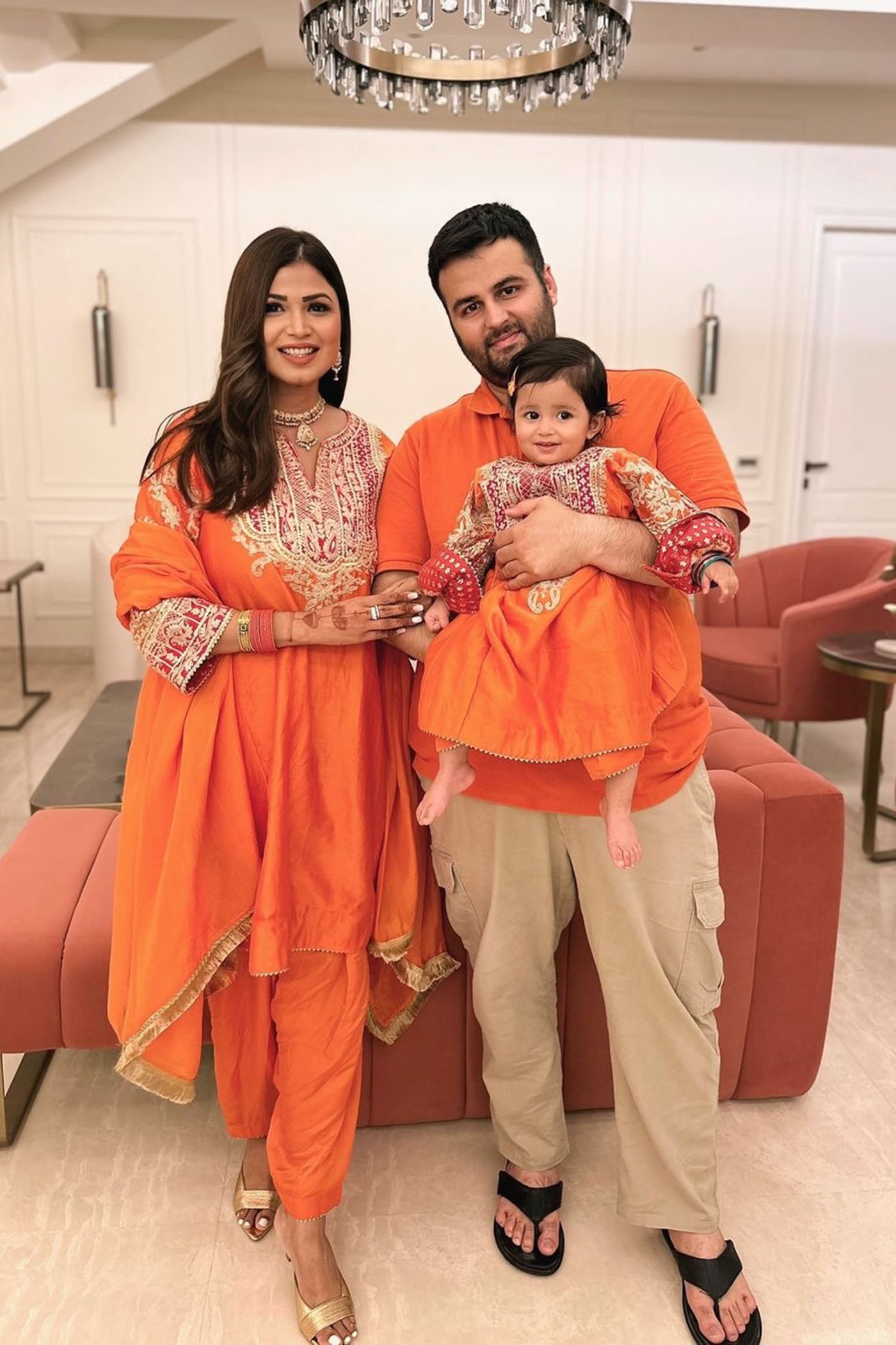 Mohsina - Orange Short Kalidaar Choga With Salwar