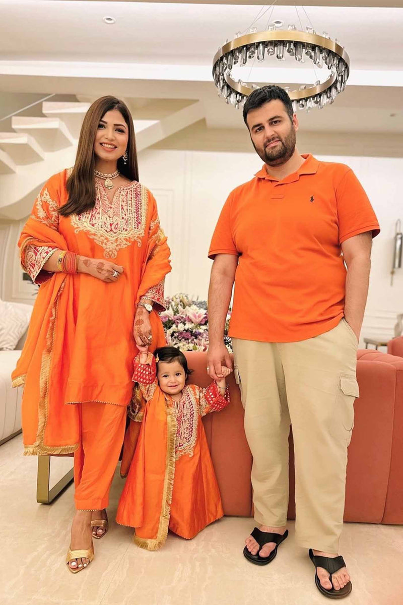 SRISHTI WADHWA IN MOHSINA - Orange SHORT KALIDAAR CHOGA WITH SALWAR