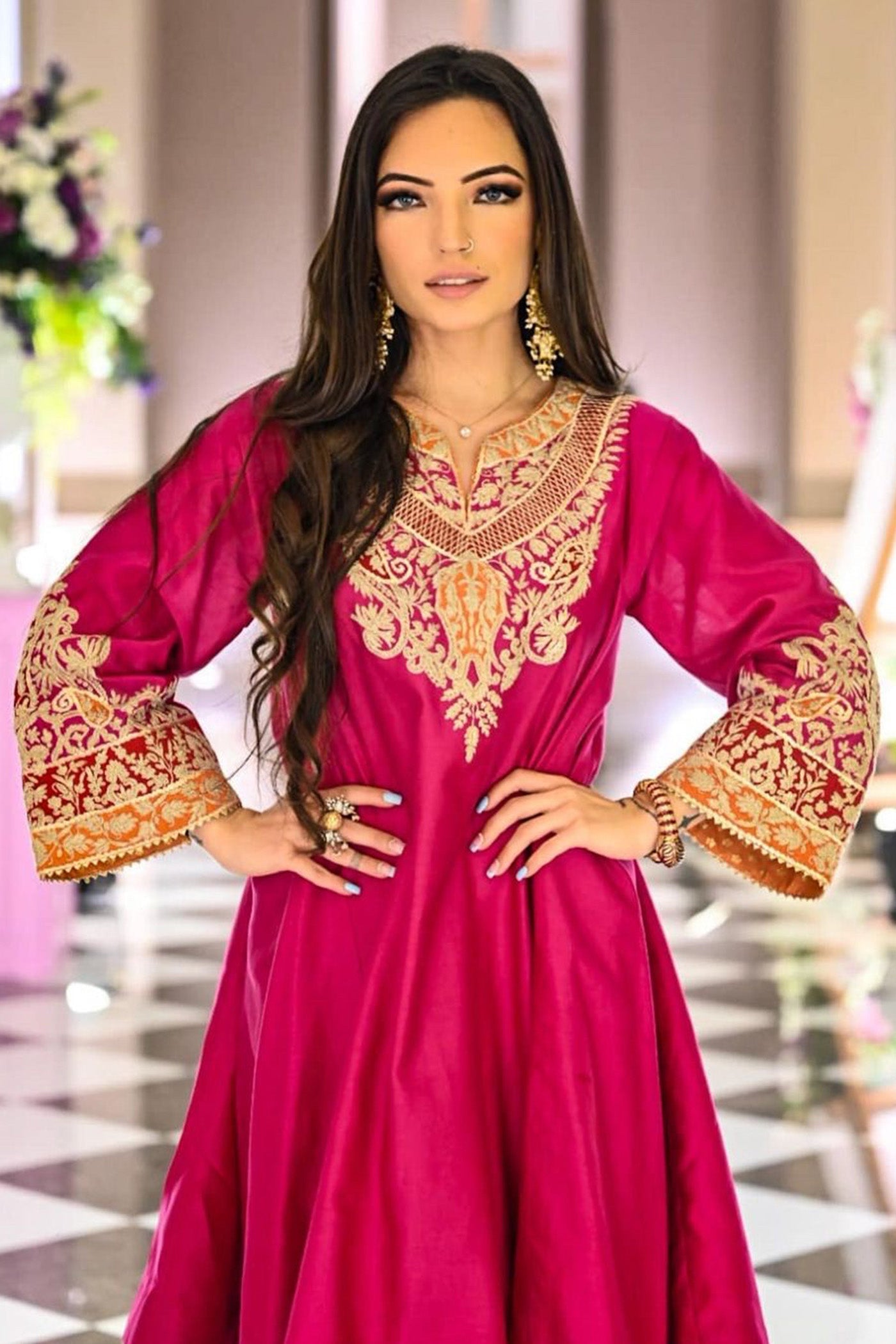 AHANA GHAI IN MEHRISH - HOTPINK SHORT KALIDAAR CHAUGA WITH SALWAR