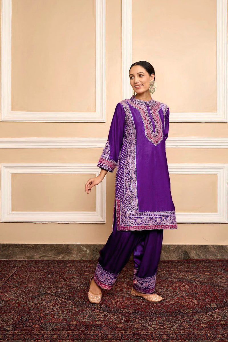 MAHEEP KAPOOR IN NAAYAAB - PURPLE SHORT KURTA WITH SALWAR AND DUPATTA