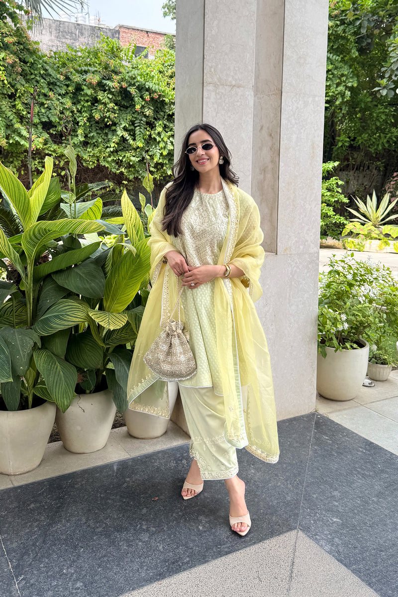 Aishani Maini In Nida - Mint Green Short Choga With Farshi Salwar