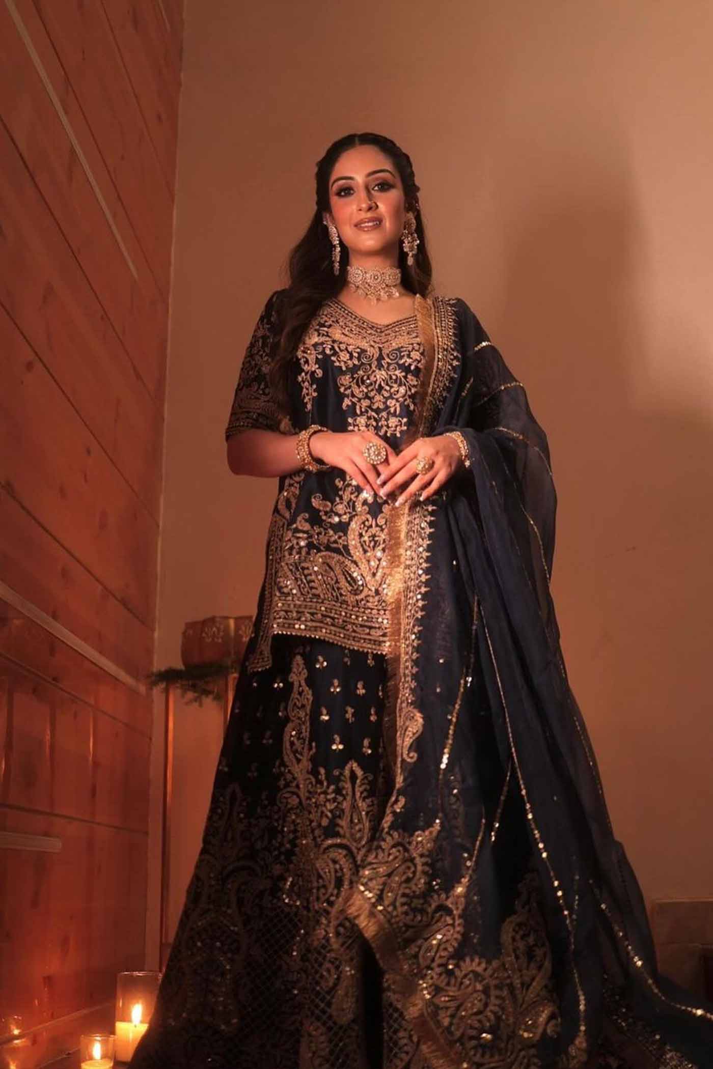 Srishti Takkar In AAFIYA - DEEP BLUE SHARARA