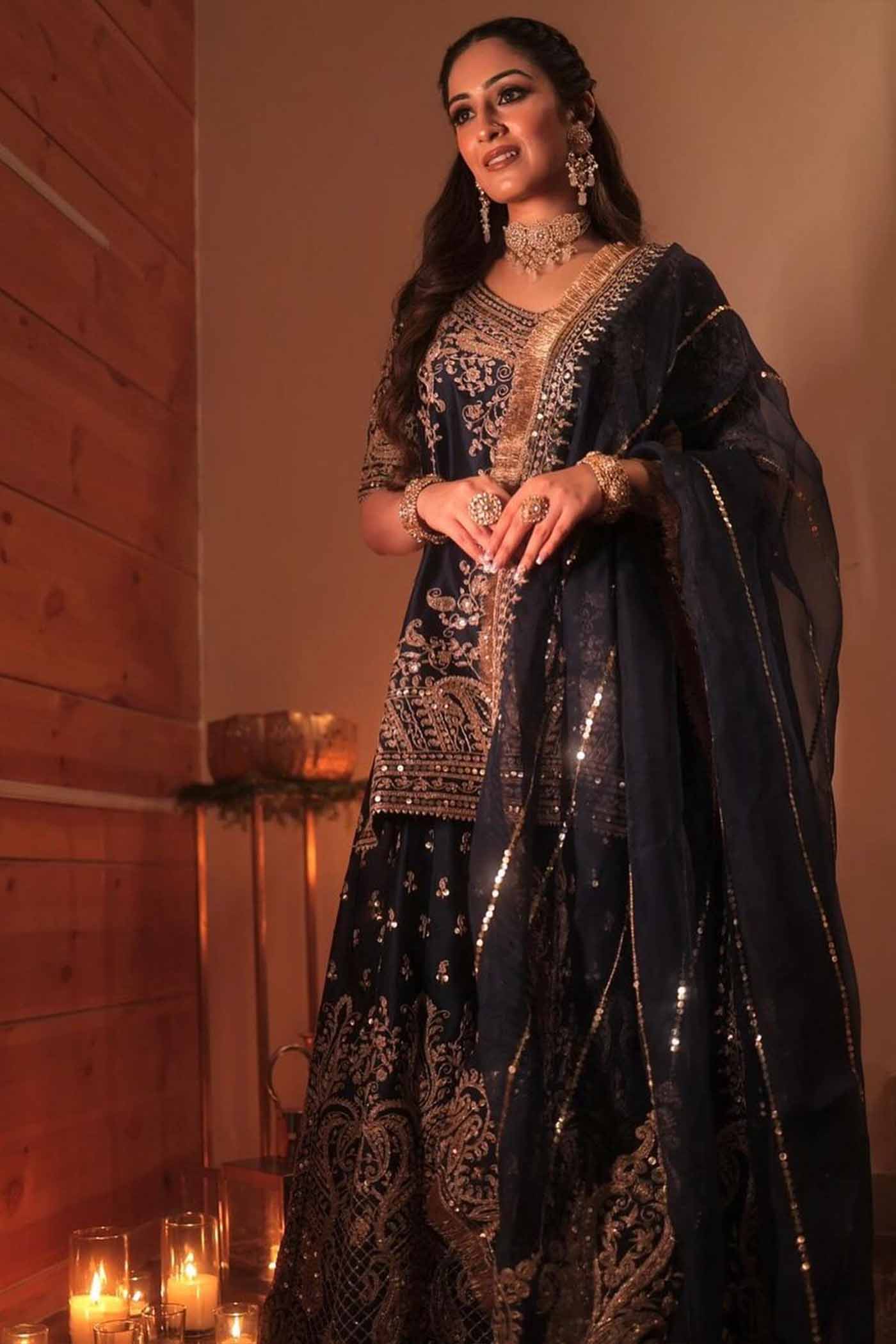 Srishti Takkar In AAFIYA - DEEP BLUE LEHENGA