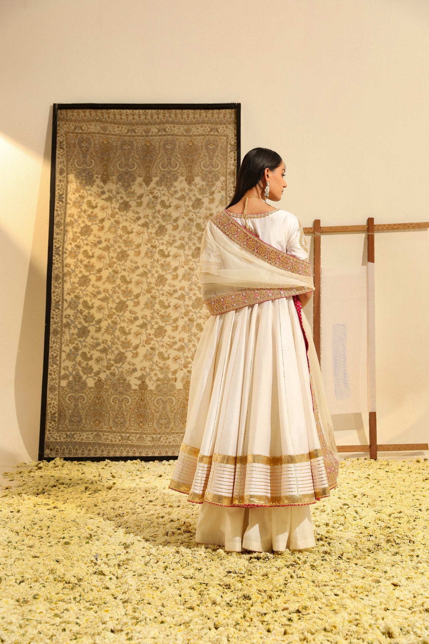 Shaiz - Daisy Ivory Hand Embroidered Anarkali with Skirt and Dupatta (Lxrts)