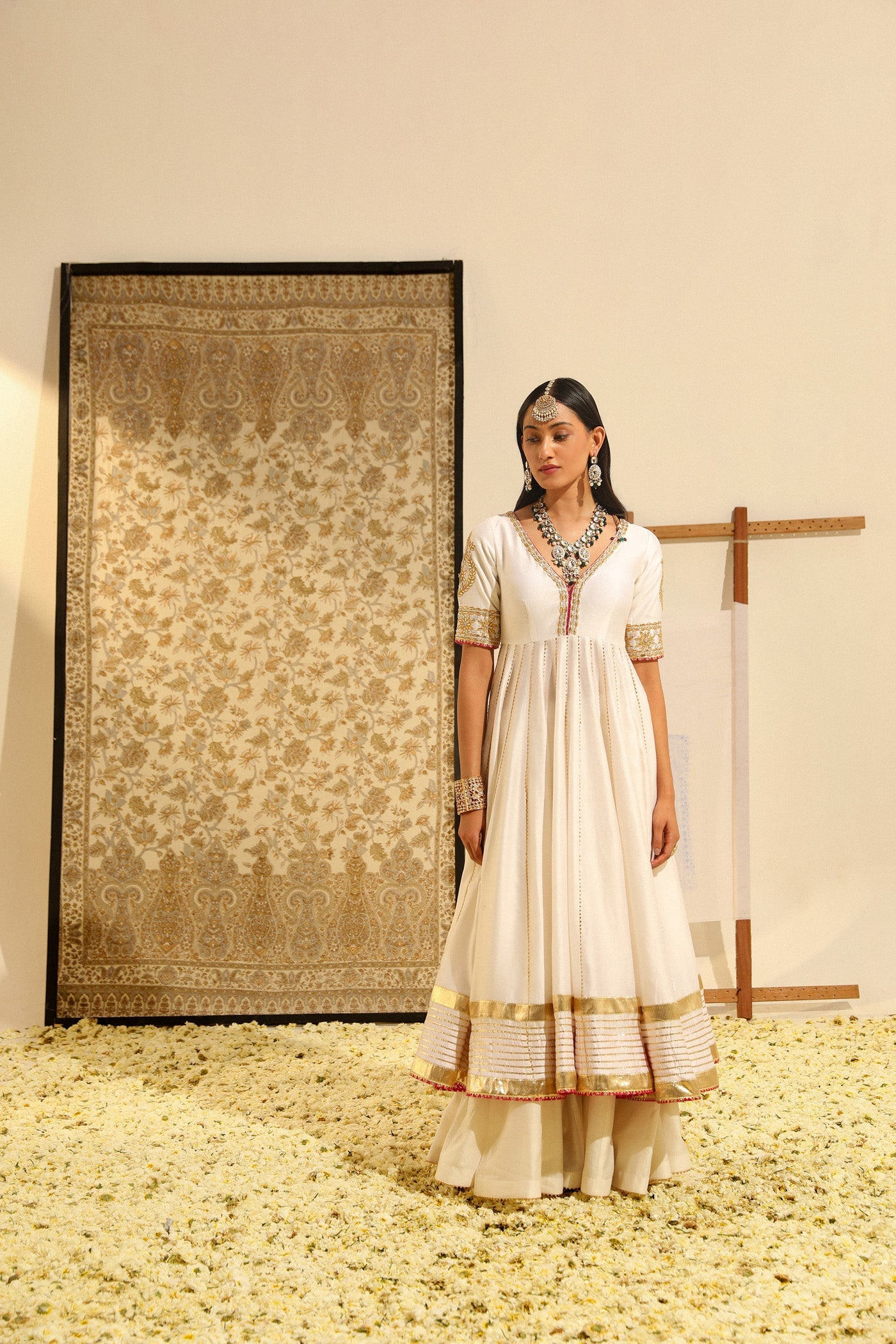 Shaiz - Daisy Ivory Hand Embroidered Anarkali with Skirt and Dupatta (Lxrts)