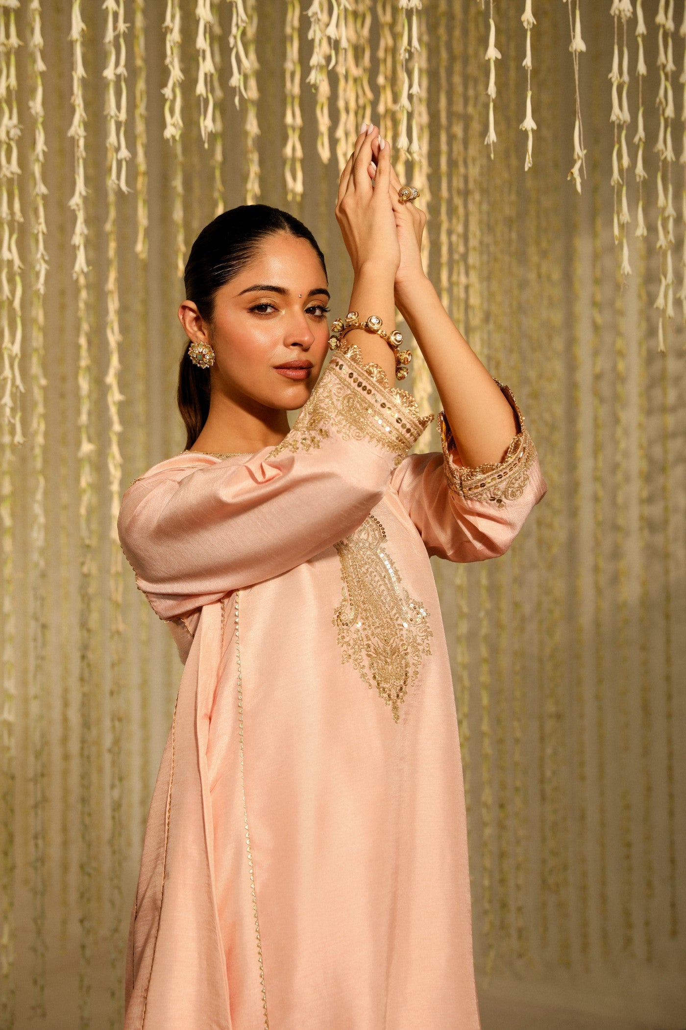 MEHNAAZ - ROSEPINK  KALIDAAR SHORT KURTA WITH SALWAR