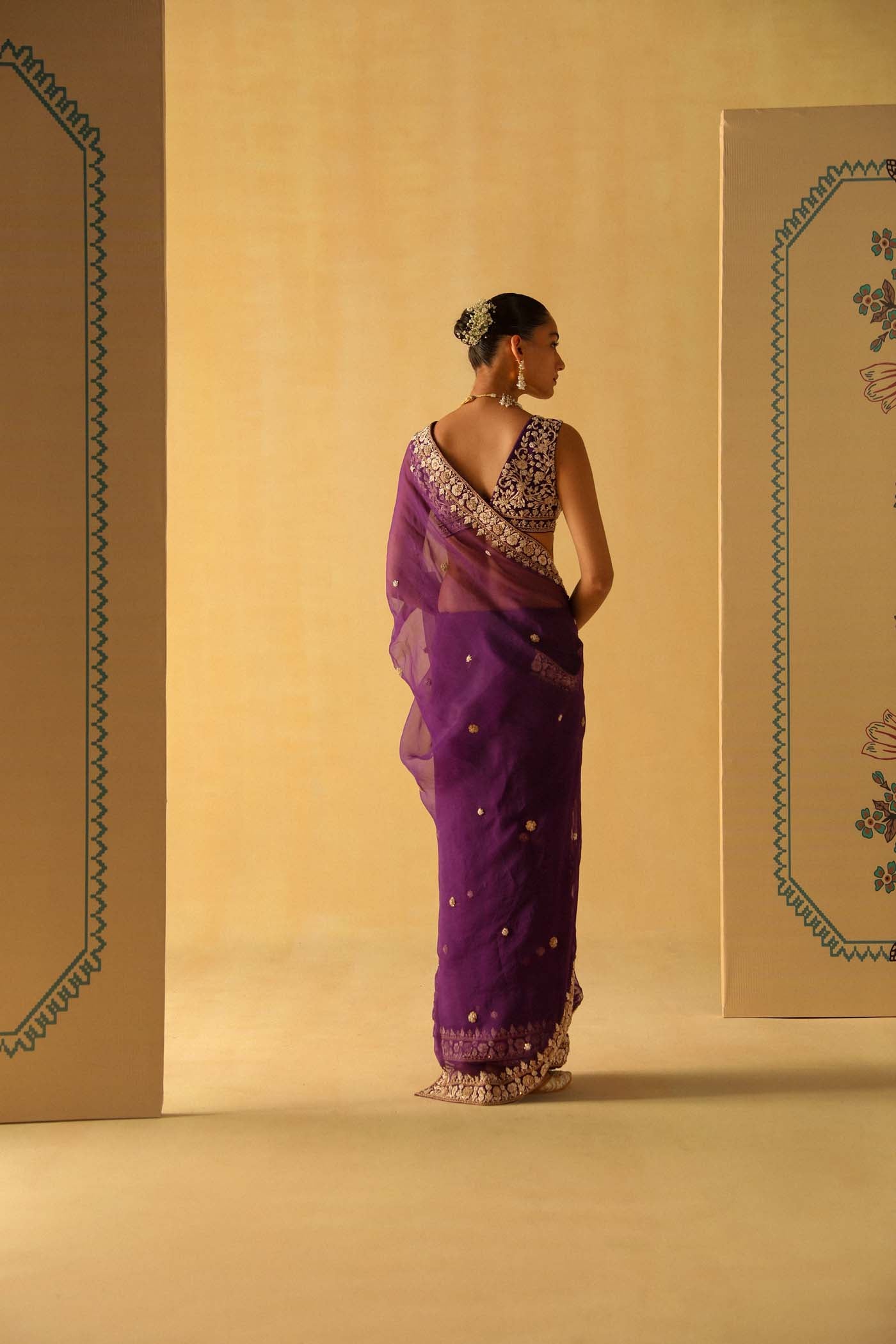 Hannah - Deep Purple Saree Set