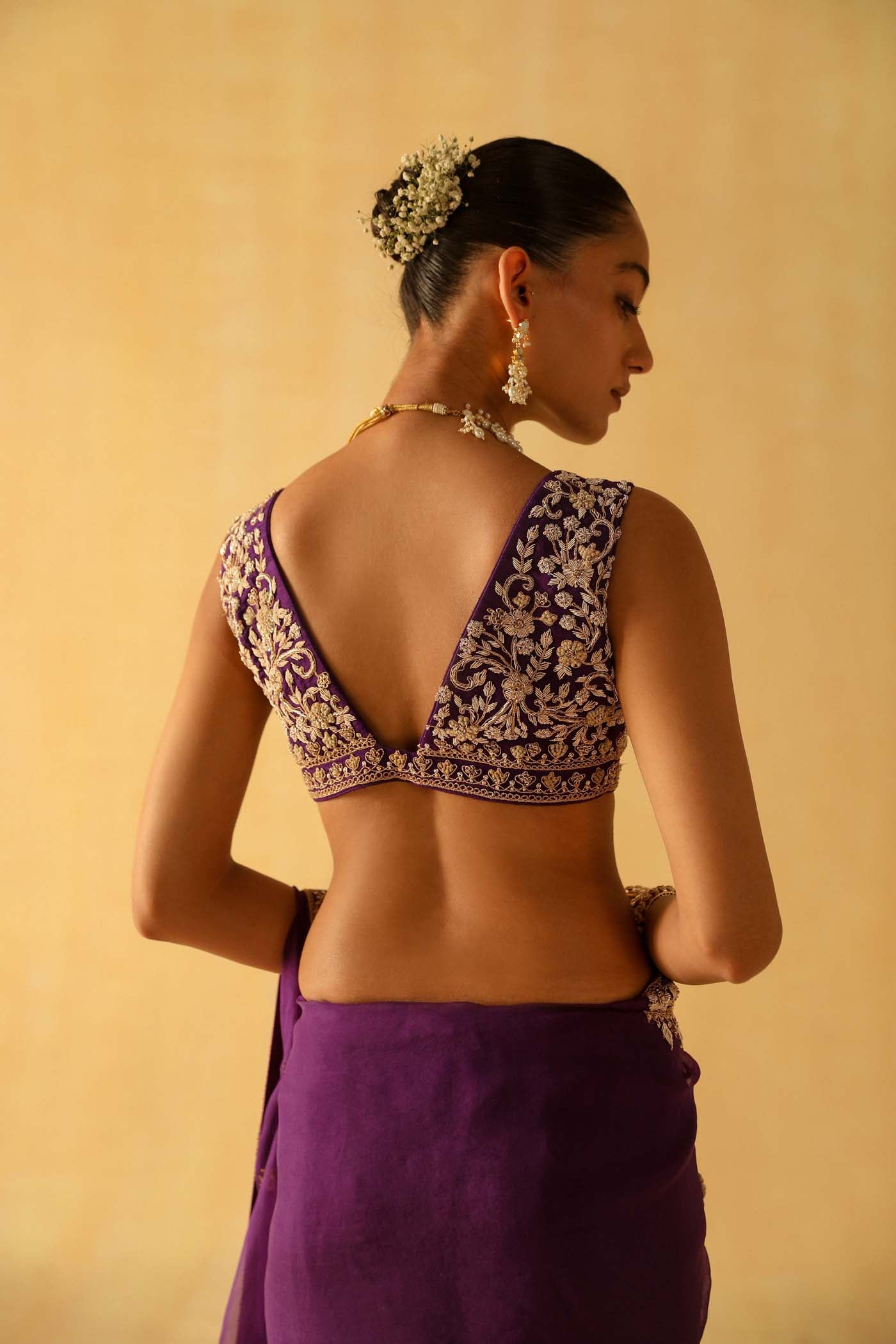 Hannah - Deep Purple Saree Set