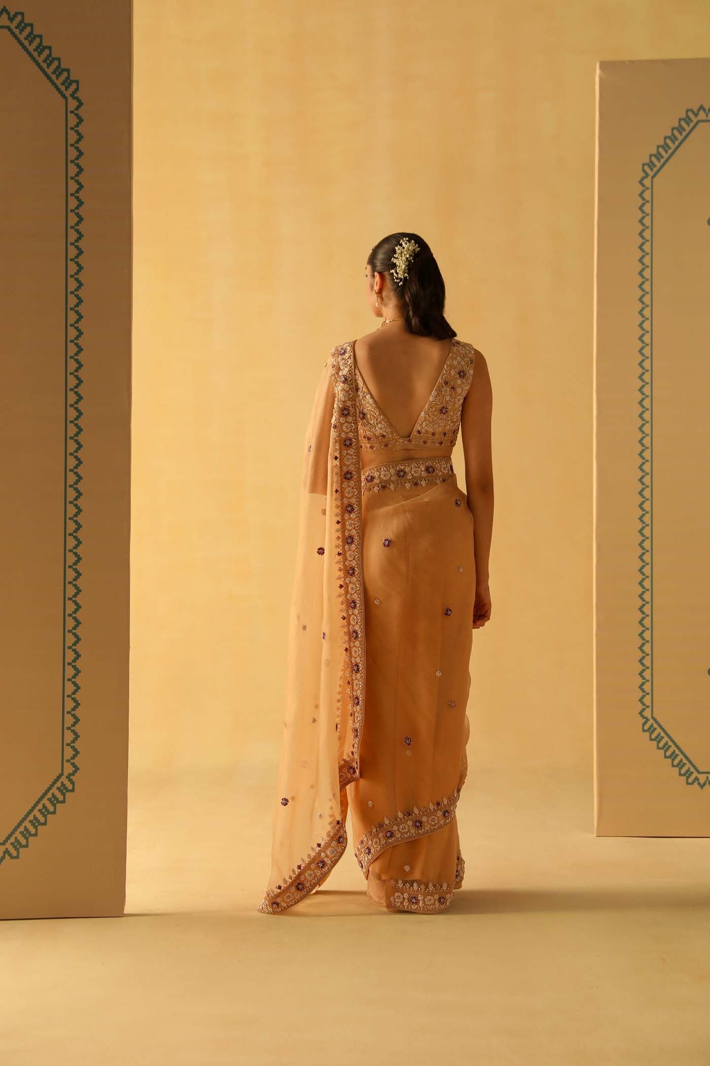 Hannah - Gold Saree Set