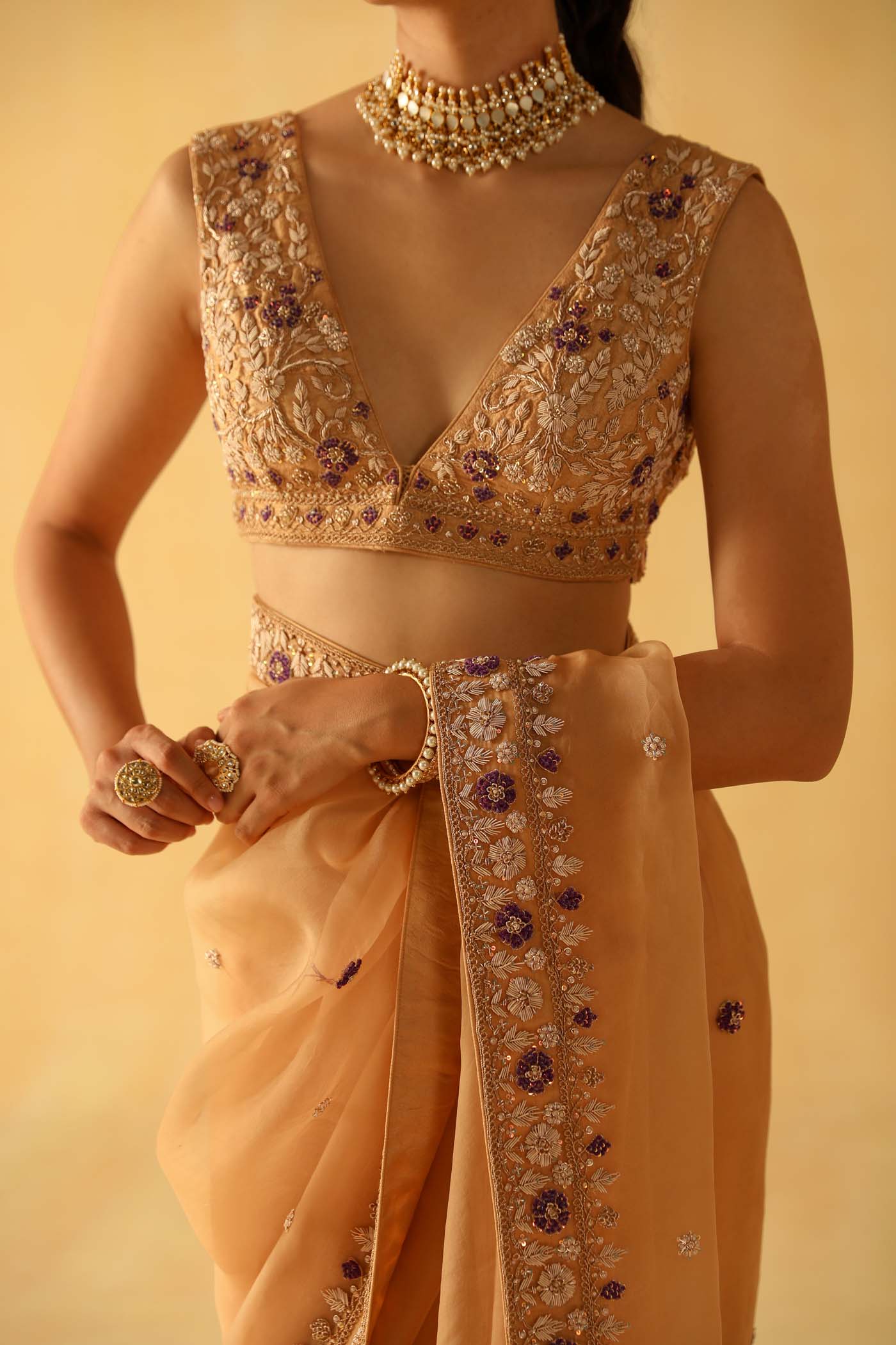 Hannah - Gold Saree Set