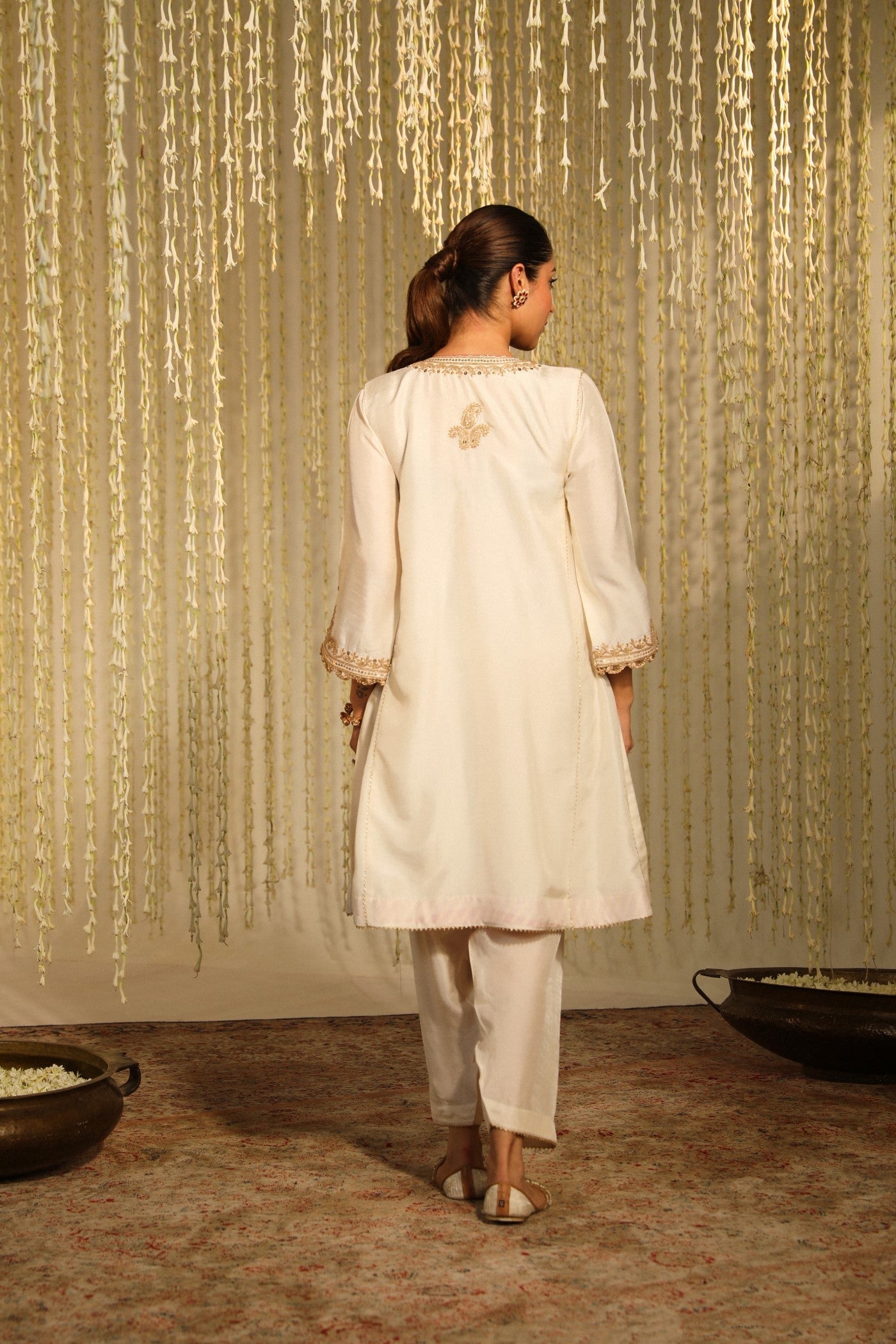 MEHER - DAISY IVORY SHORT CHOGA WITH SALWAR (LXRTS)