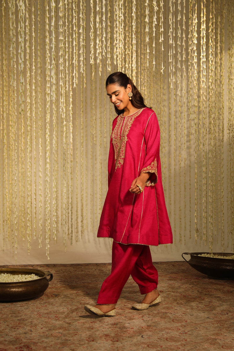 MEHER - Rani Hotpink SHORT CHOGA WITH SALWAR