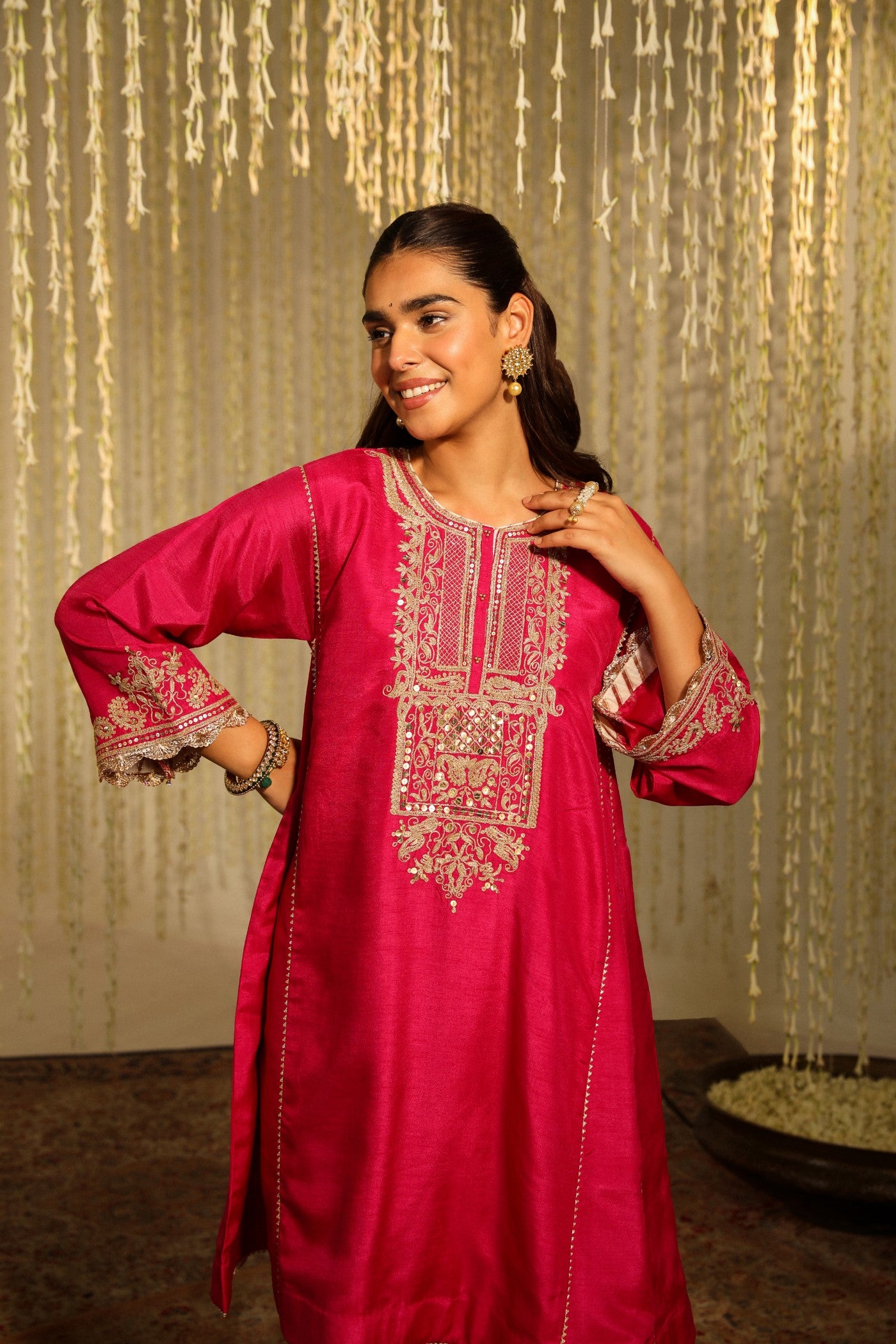 MEHER - HOT PINK SHORT CHAUGA WITH SALWAR