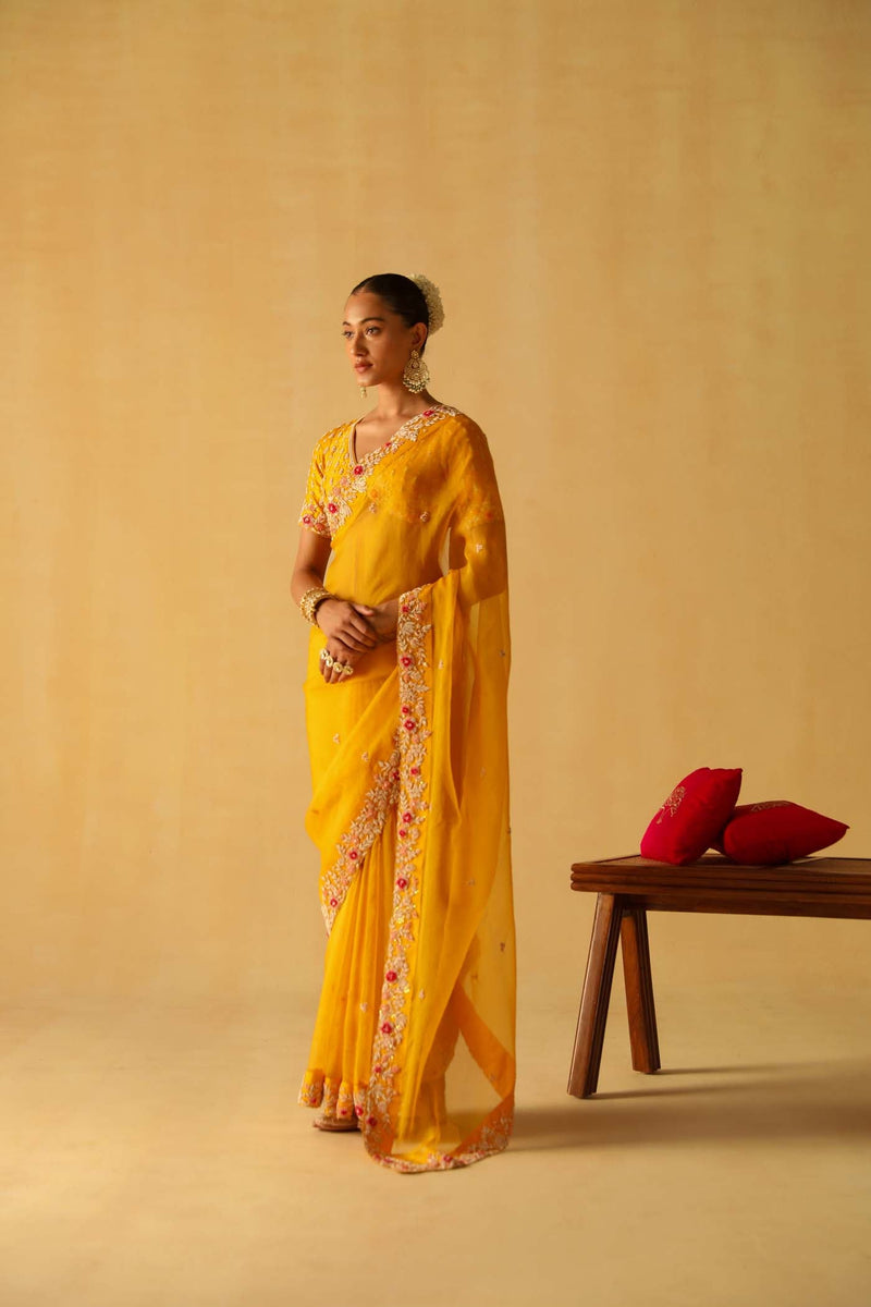 Afsa - Mustard Saree Set (Lxrts)