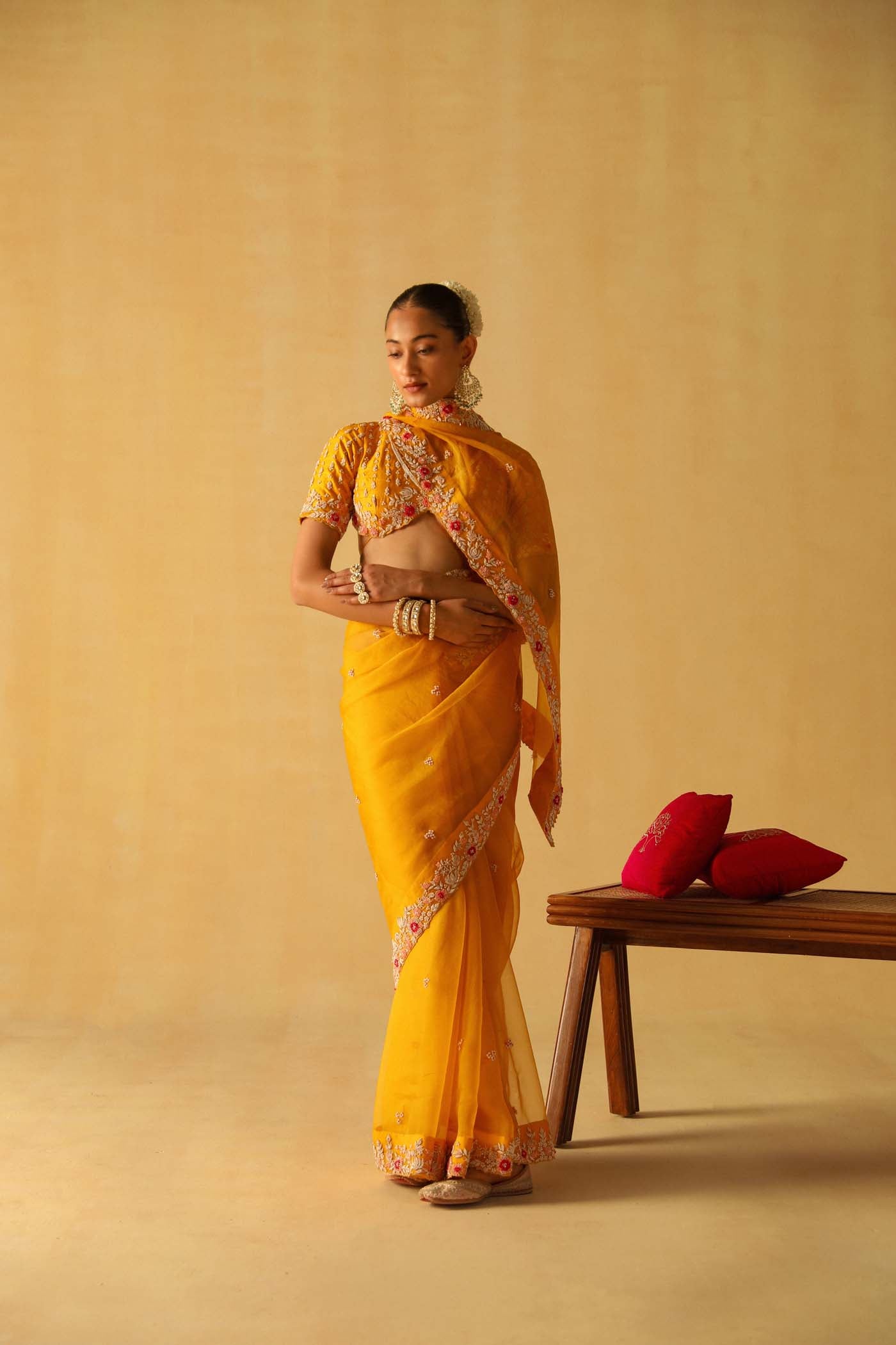 Afsa - Mustard Saree Set