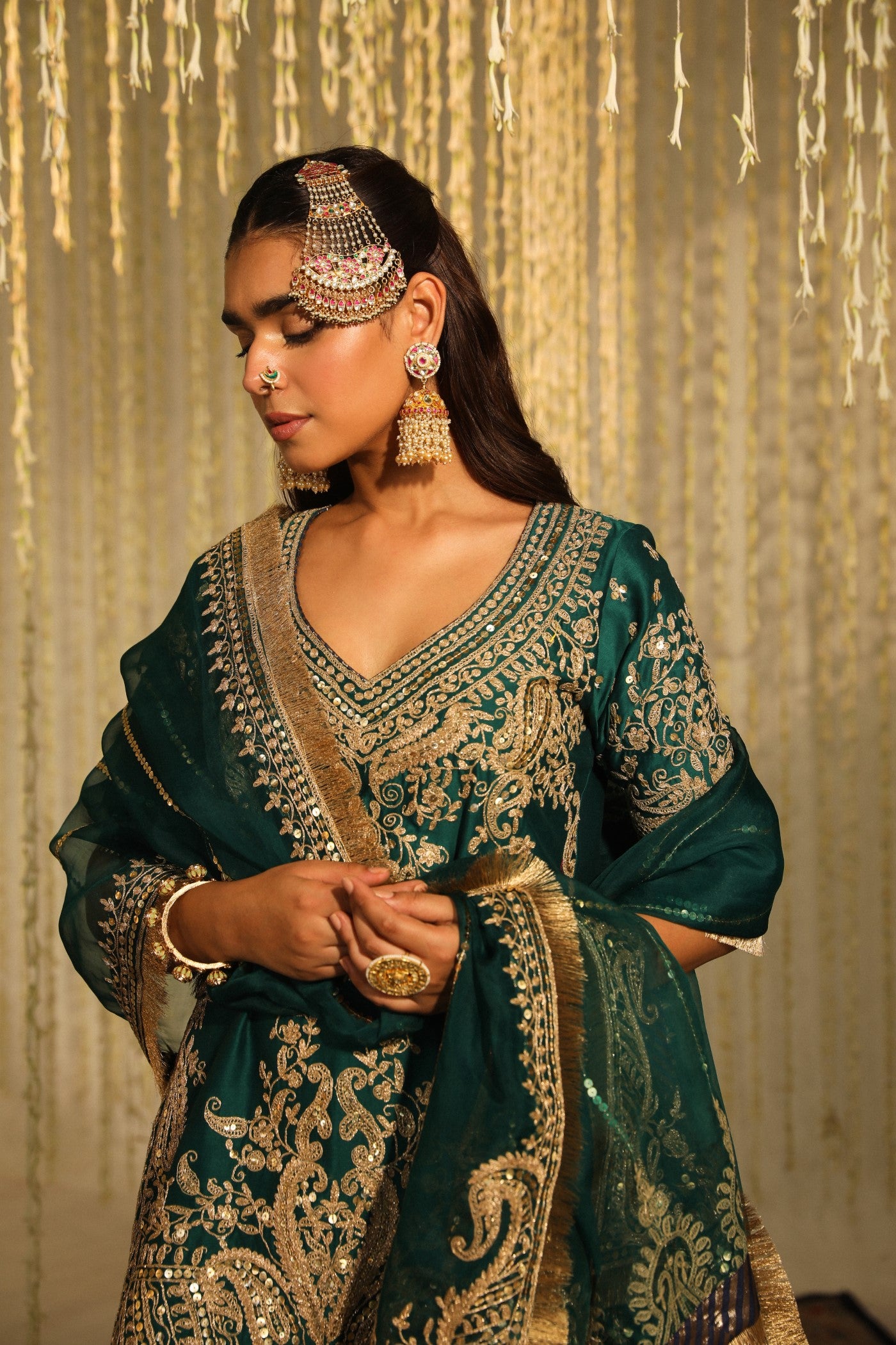 Chandni Girdhar In AAFIYA - EMERALD GREEN LEHENGA