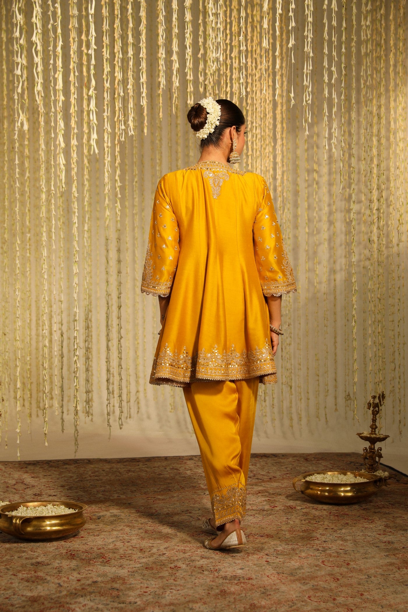 WARIZAH - GLAZE MUSTARD SHORT ANARKALI WITH SALWAR AND DUPATTA