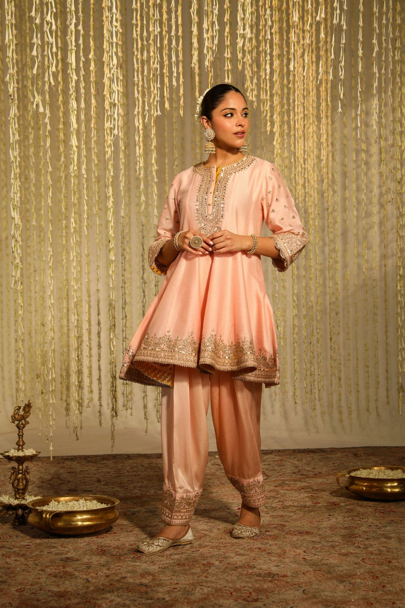WARIZAH - ROSEPINK SHORT ANARKALI WITH SALWAR AND DUPATTA (LXRTS)