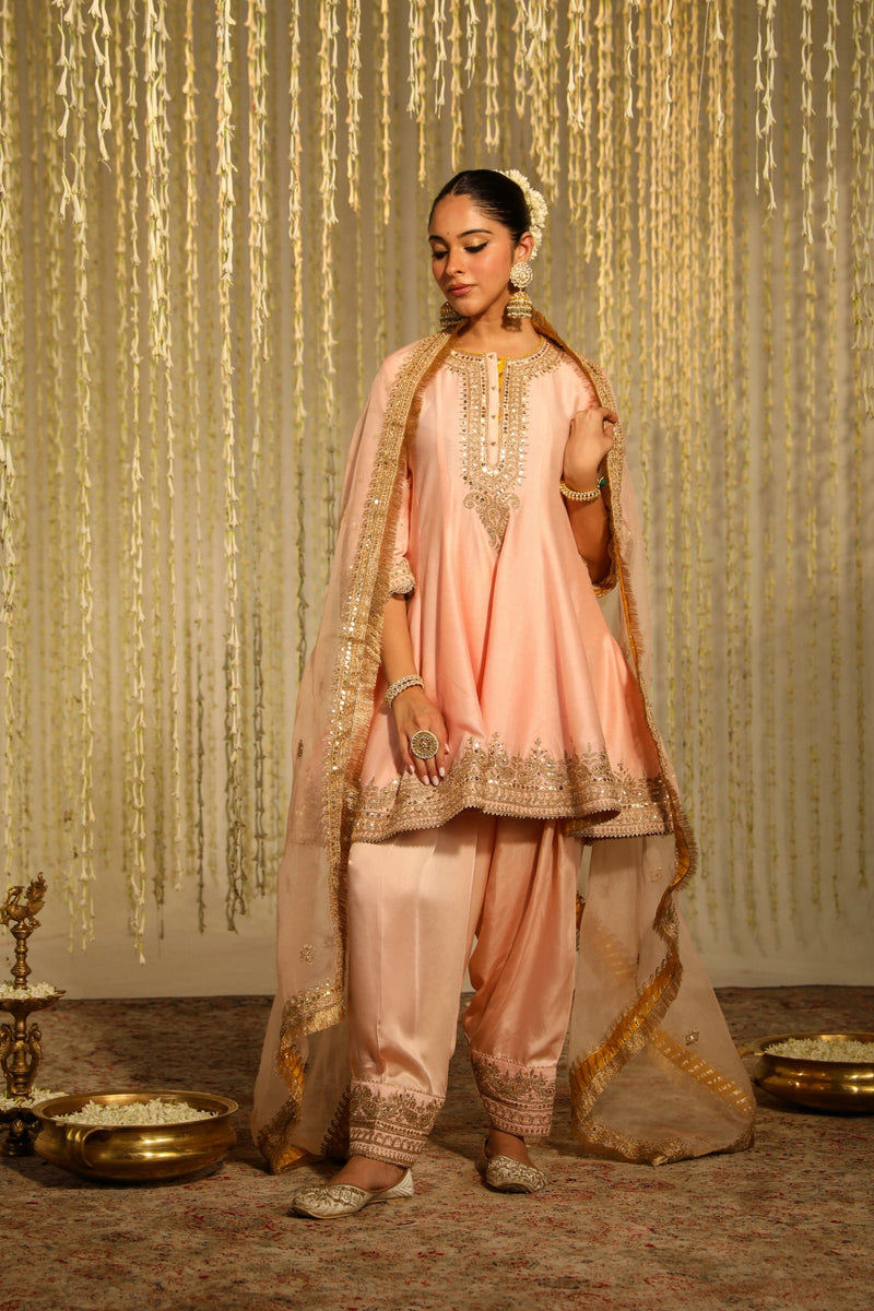 WARIZAH - ROSEPINK SHORT ANARKALI WITH SALWAR AND DUPATTA