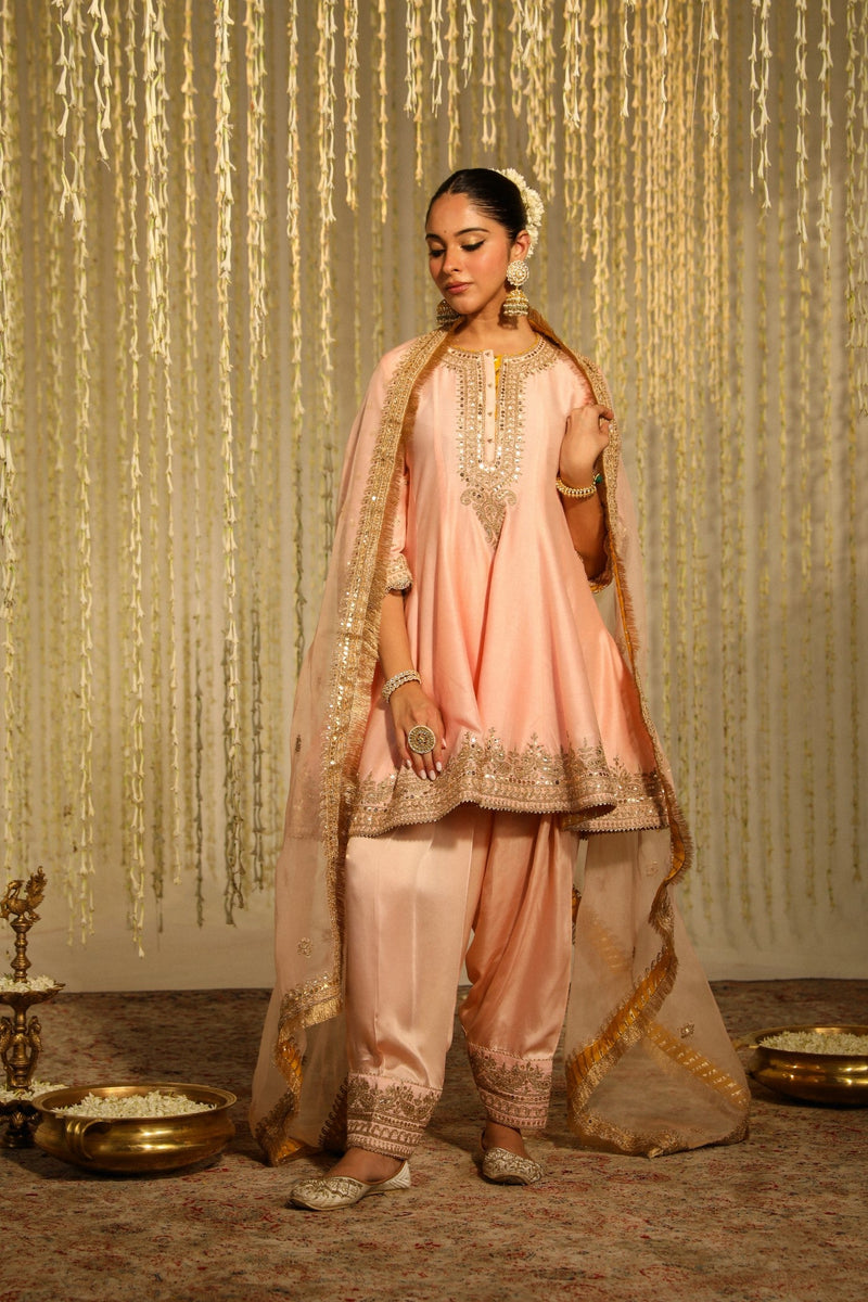 WARIZAH - ROSEPINK SHORT ANARKALI WITH SALWAR AND DUPATTA (LXRTS)