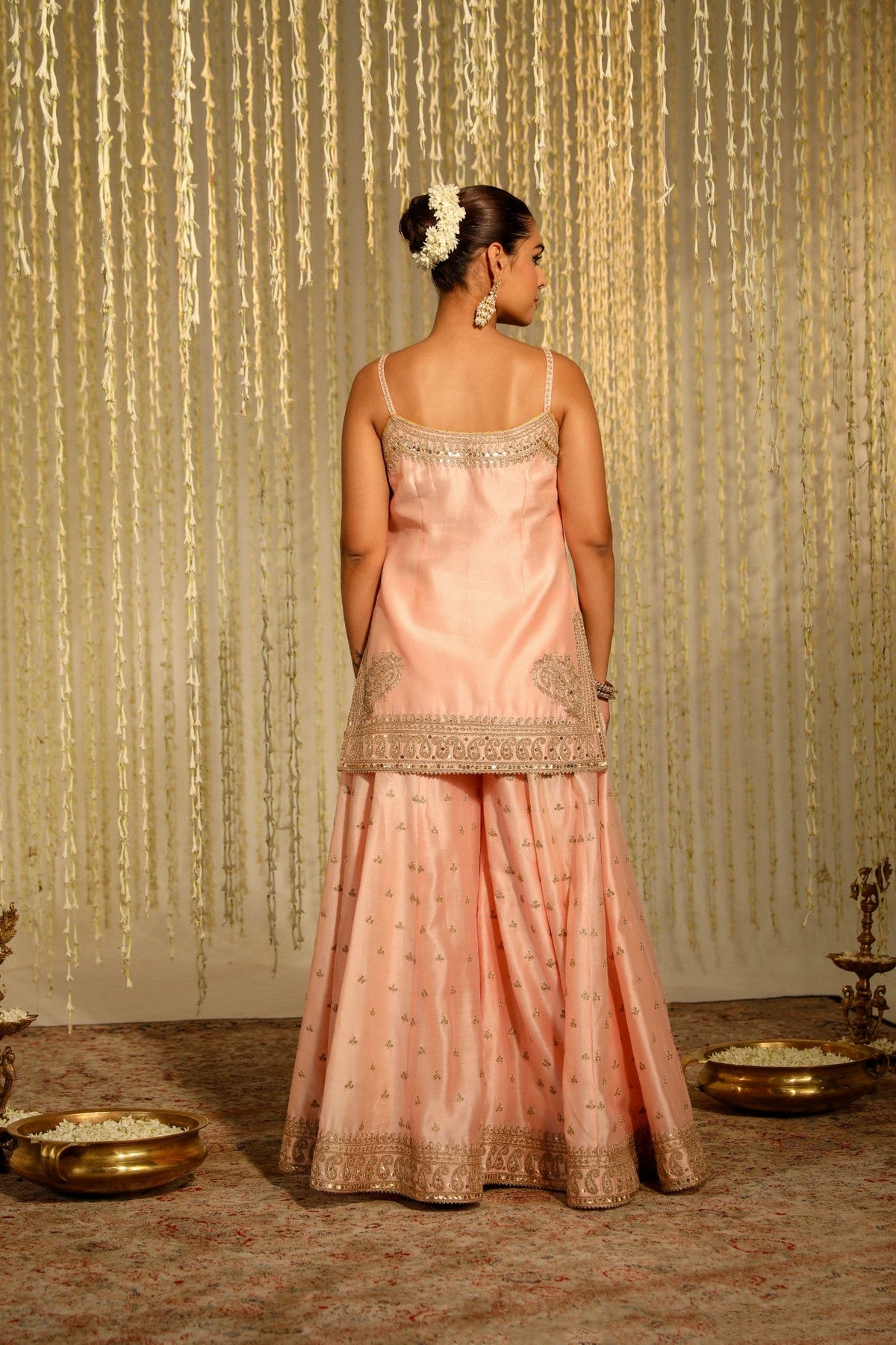 AABROO - ROSEPINK SHORT KURTA WITH SHARARA AND DUPATTA (LXRTS)