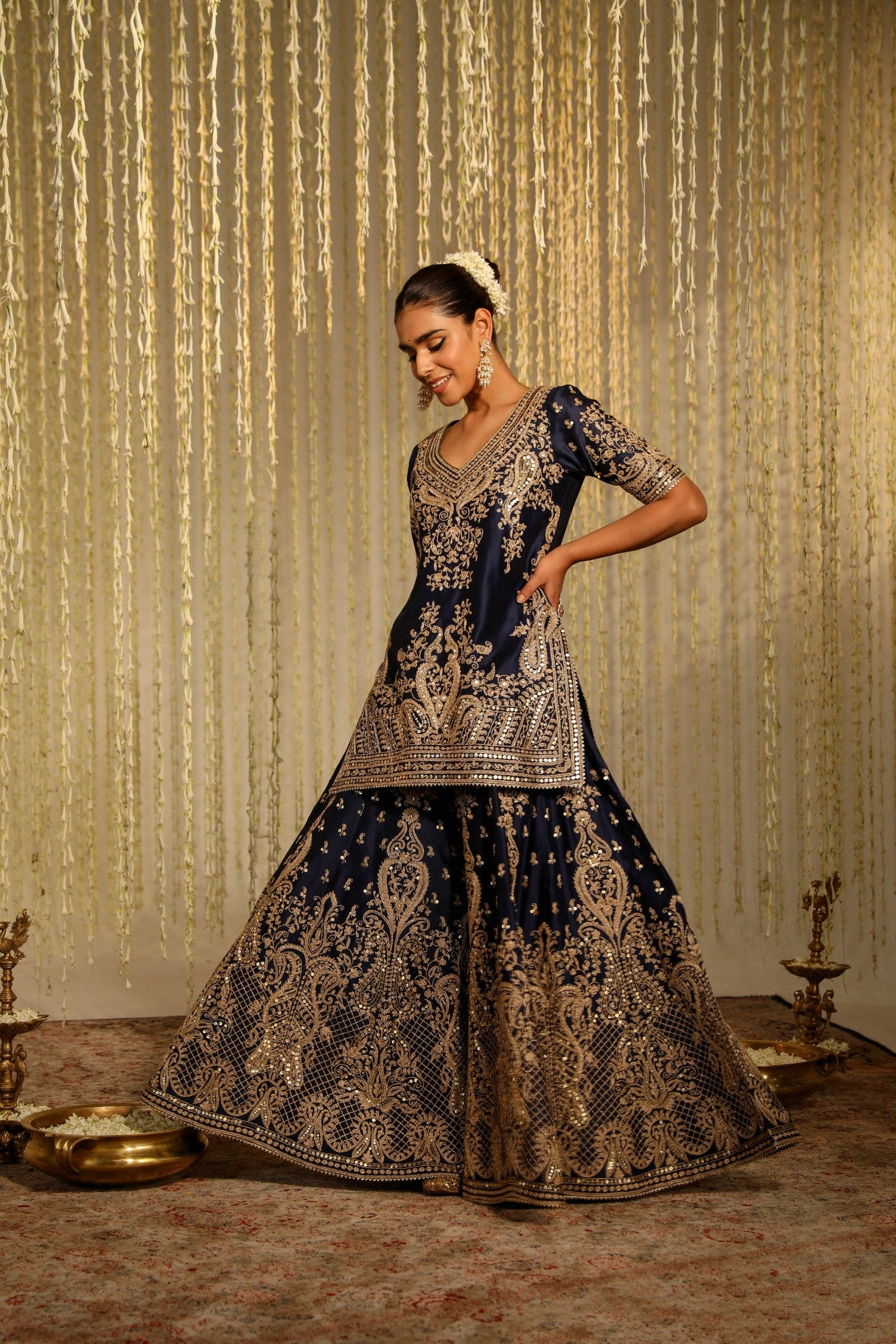 Upasini Ghai in AAFIYA - DEEP BLUE LEHENGA