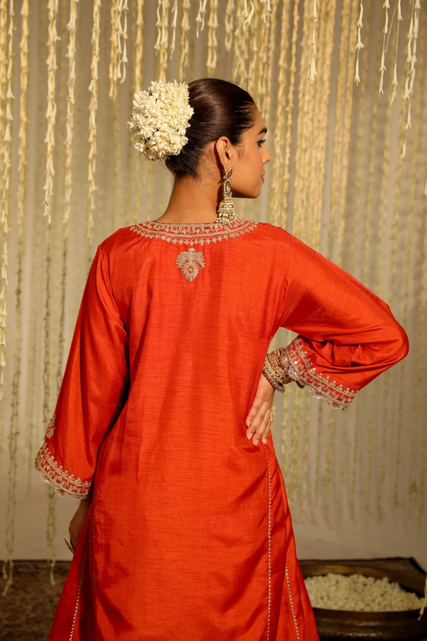 MEHREEN - BURNT ORANGE SHORT CHOGA WITH SALWAR