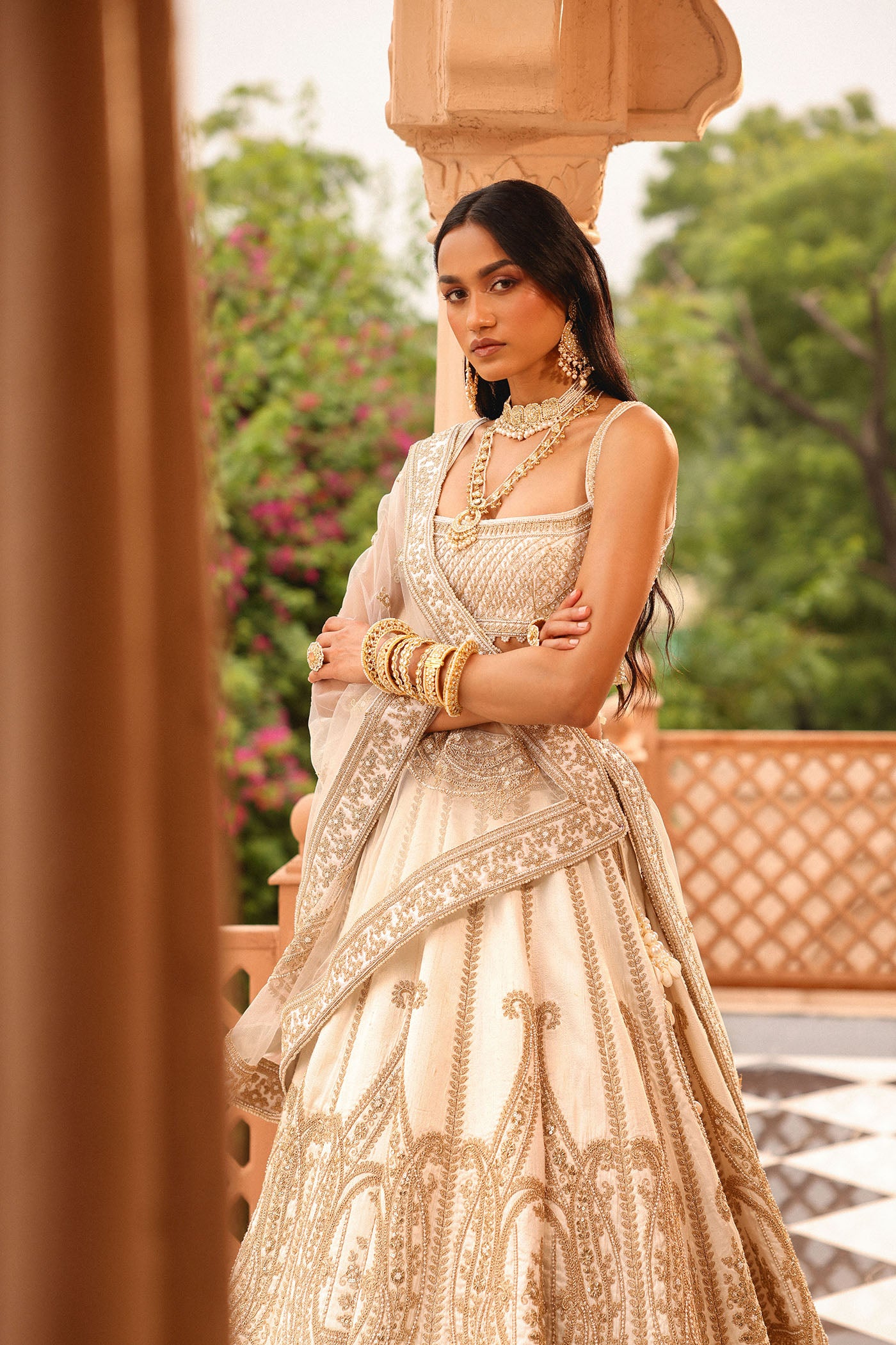 Iqra - Ivory Lehenga with Blouse and Dupatta