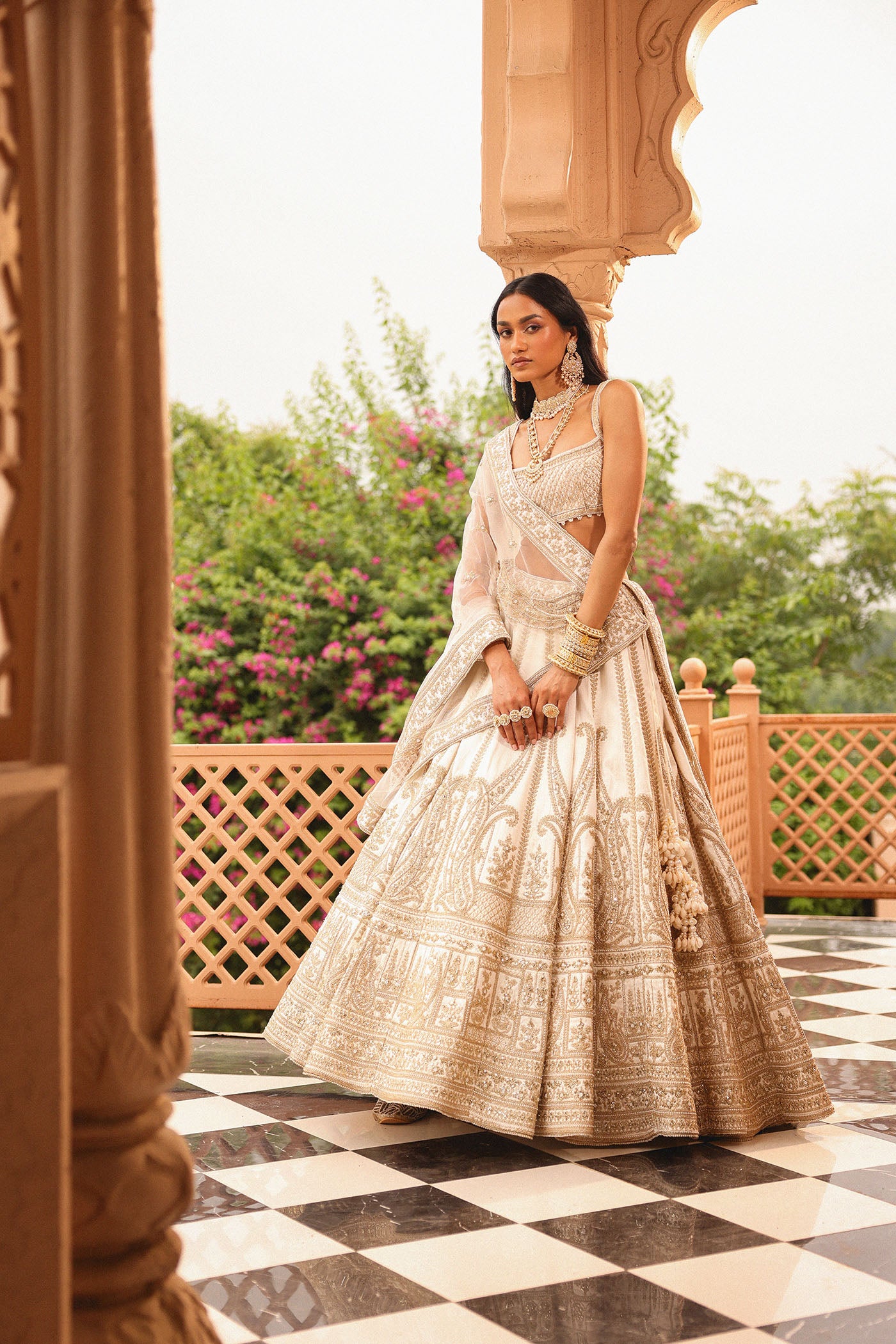 Iqra - Ivory Lehenga with Blouse and Dupatta
